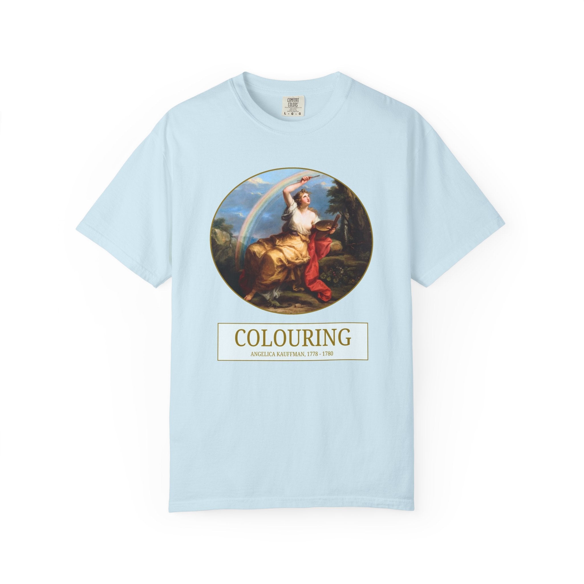 Colouring by Angelica Kauffman Art History T-Shirt, 18th Century European Art Historian Gift, Famous Painting with Rainbow, Comfort Colors - Opal and June