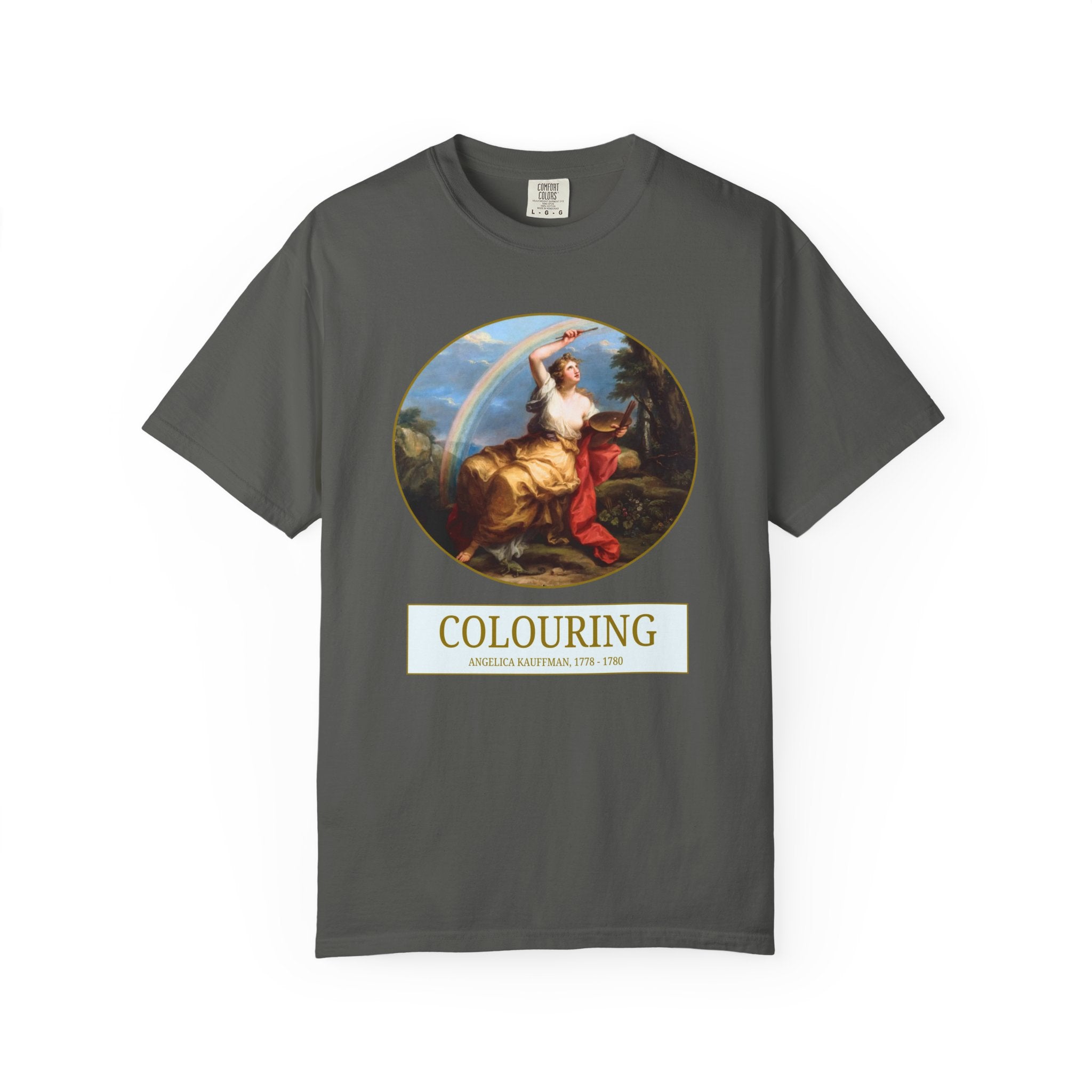 Colouring by Angelica Kauffman Art History T-Shirt, 18th Century European Art Historian Gift, Famous Painting with Rainbow, Comfort Colors - Opal and June