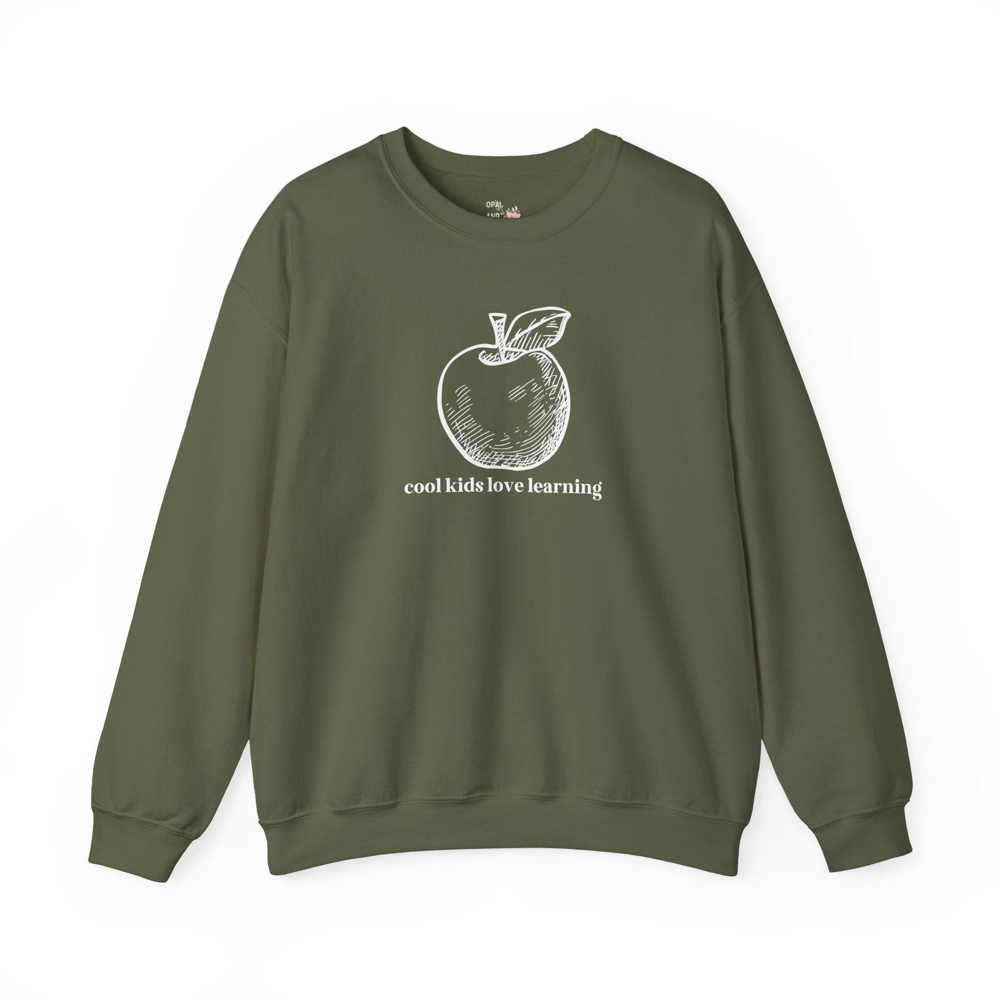 Cool Kids Love Learning: Funny Teacher Sweatshirt, Elementary Education Major or Second Grade Teacher, Silly Goblincore Teaching Major Gift - Opal and June