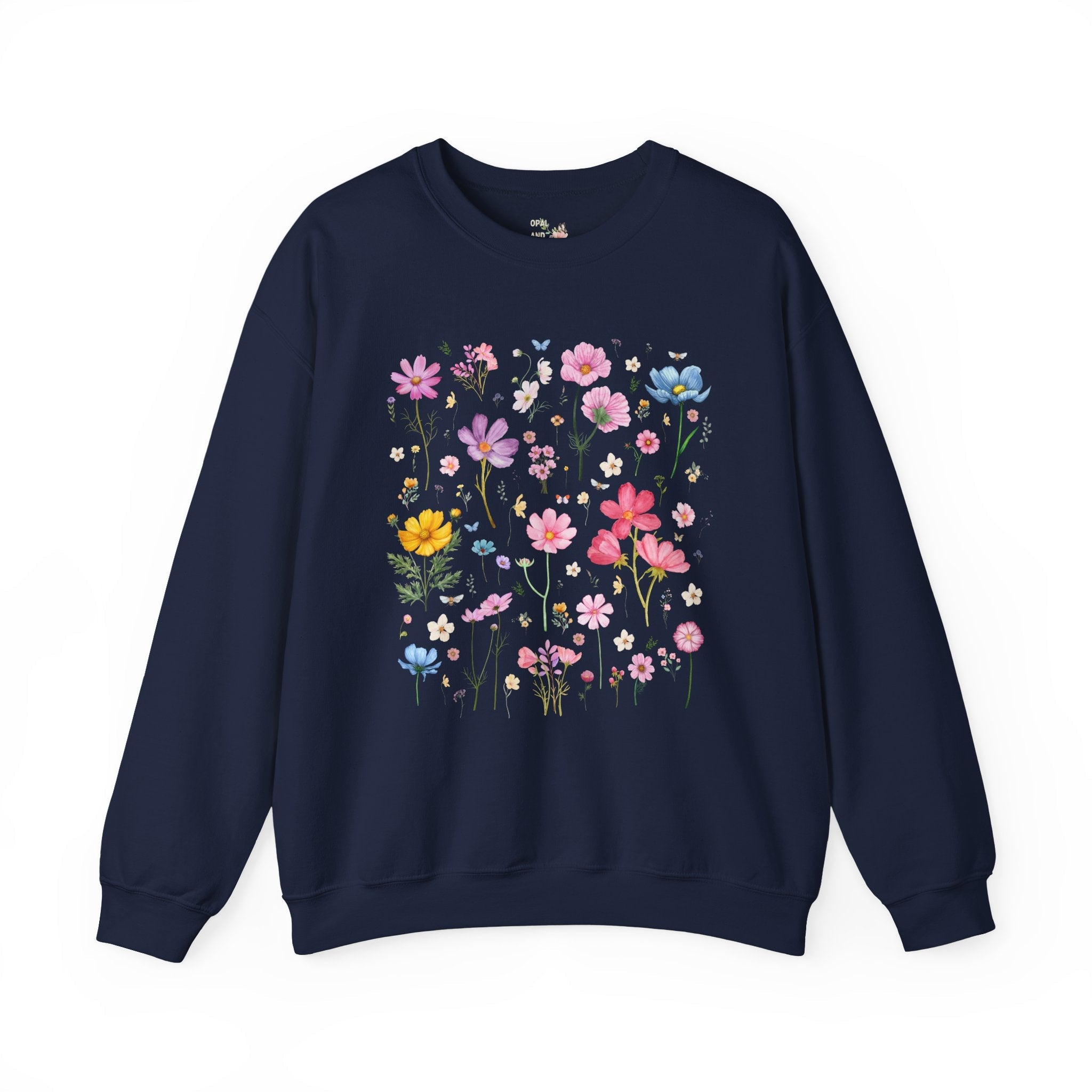 Cosmos Flower Sweatshirt, Mom Who Loves Flowers, October Birth Month Gift for Mother's Day, Cute Birthday Present for Daughter who Gardens - Opal and June