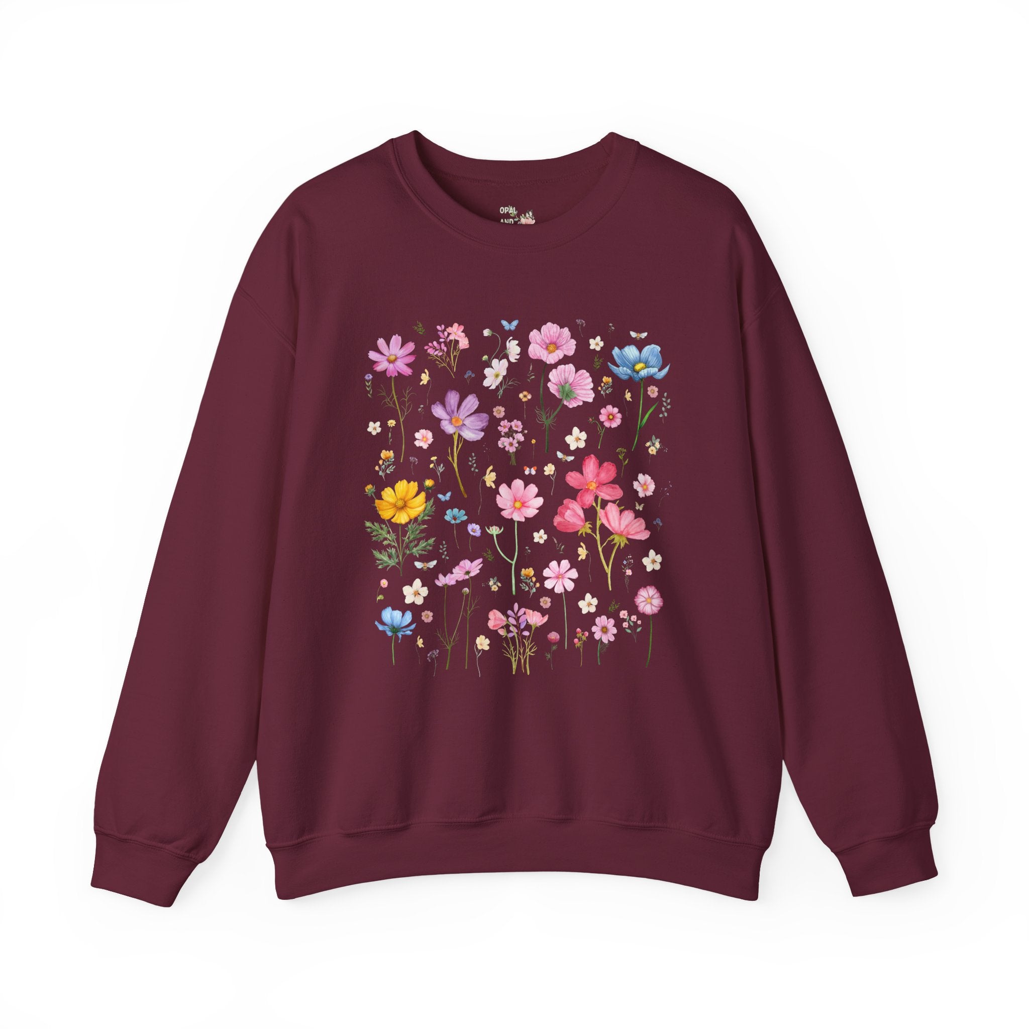 Cosmos Flower Sweatshirt, Mom Who Loves Flowers, October Birth Month Gift for Mother's Day, Cute Birthday Present for Daughter who Gardens - Opal and June