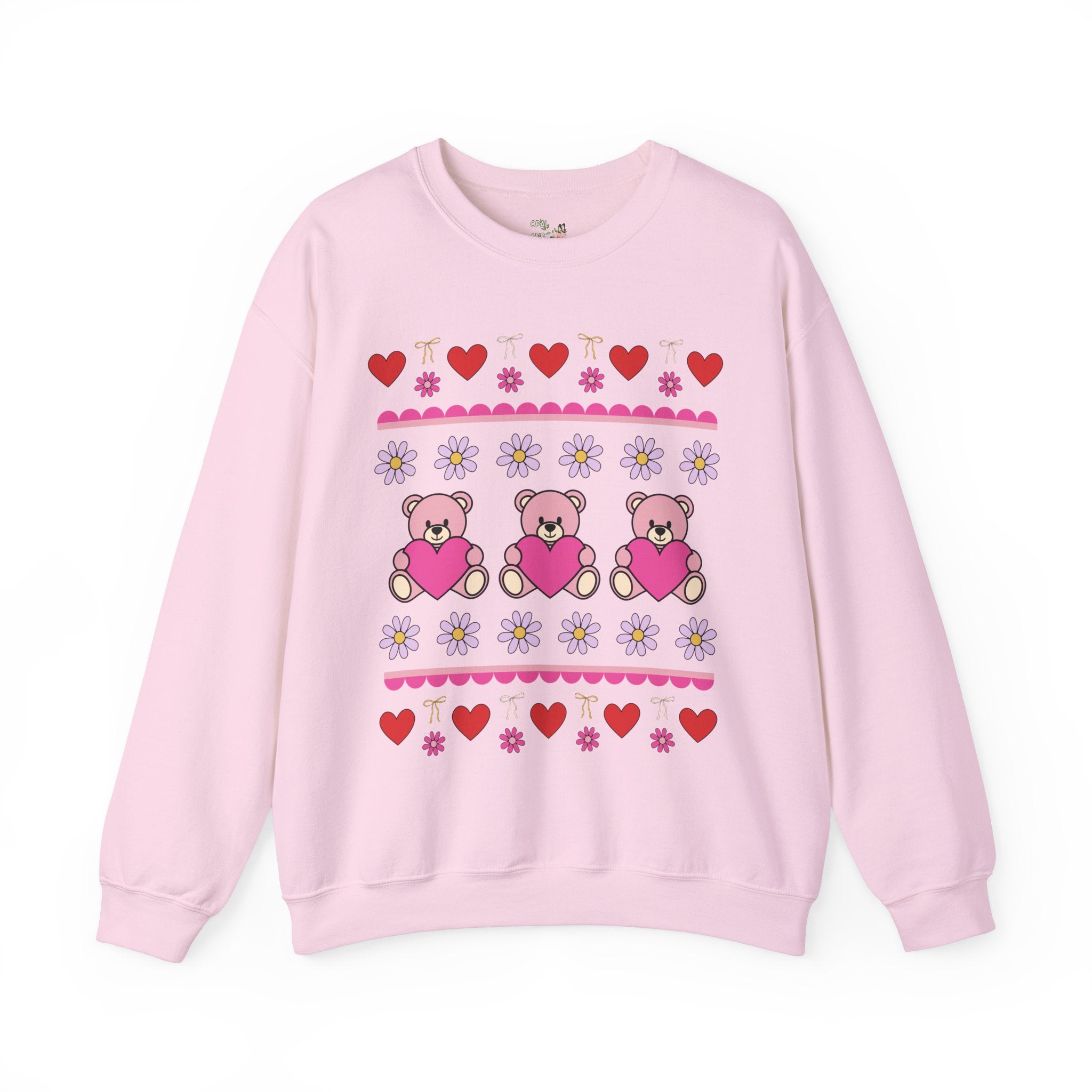 Cottagecore Bear Lover Sweatshirt for Valentine's Day, Silly Grandmacore Shirt with Hearts for Kindergarten Teacher or Mom, 90s Throwback - Opal and June