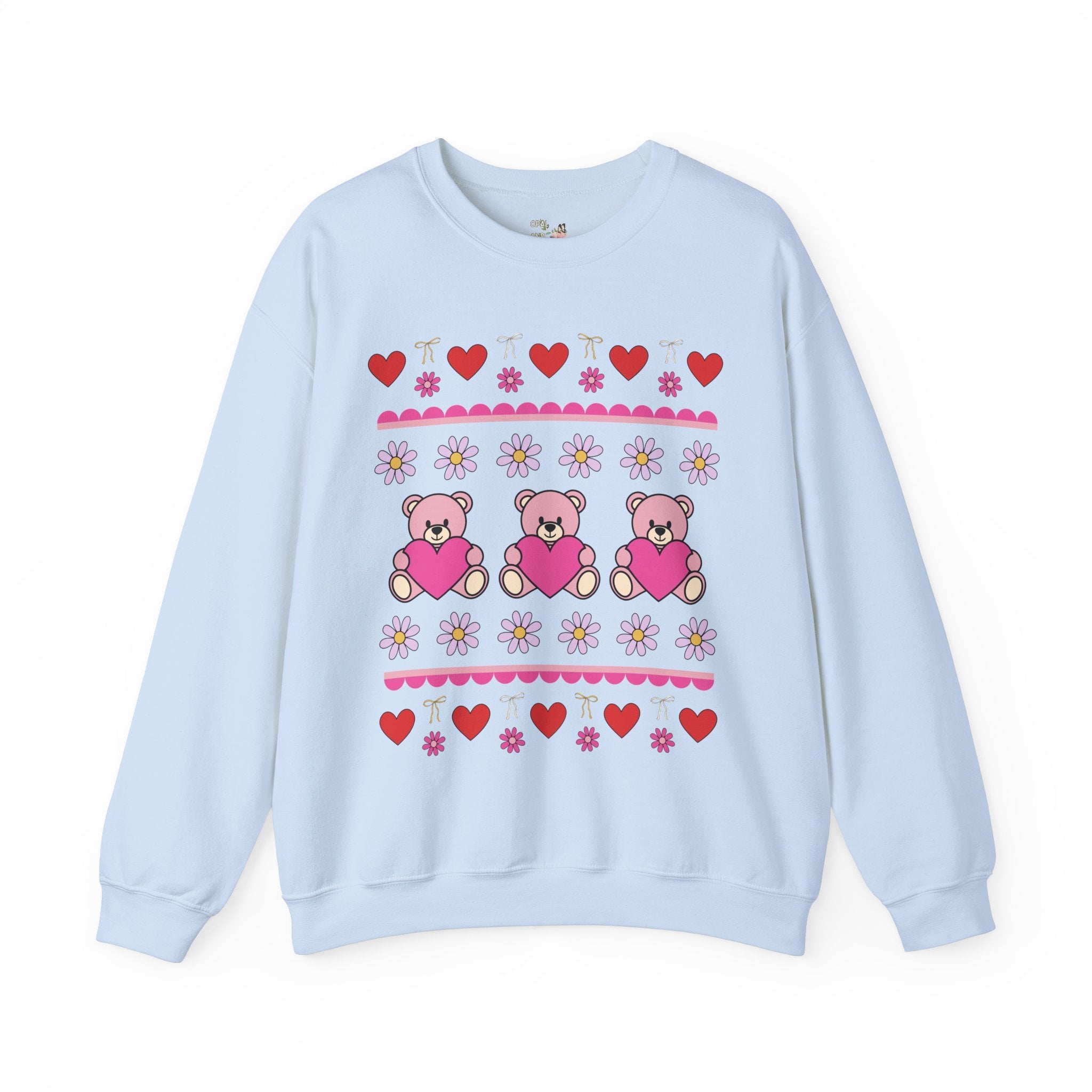 Cottagecore Bear Lover Sweatshirt for Valentine's Day, Silly Grandmacore Shirt with Hearts for Kindergarten Teacher or Mom, 90s Throwback - Opal and June