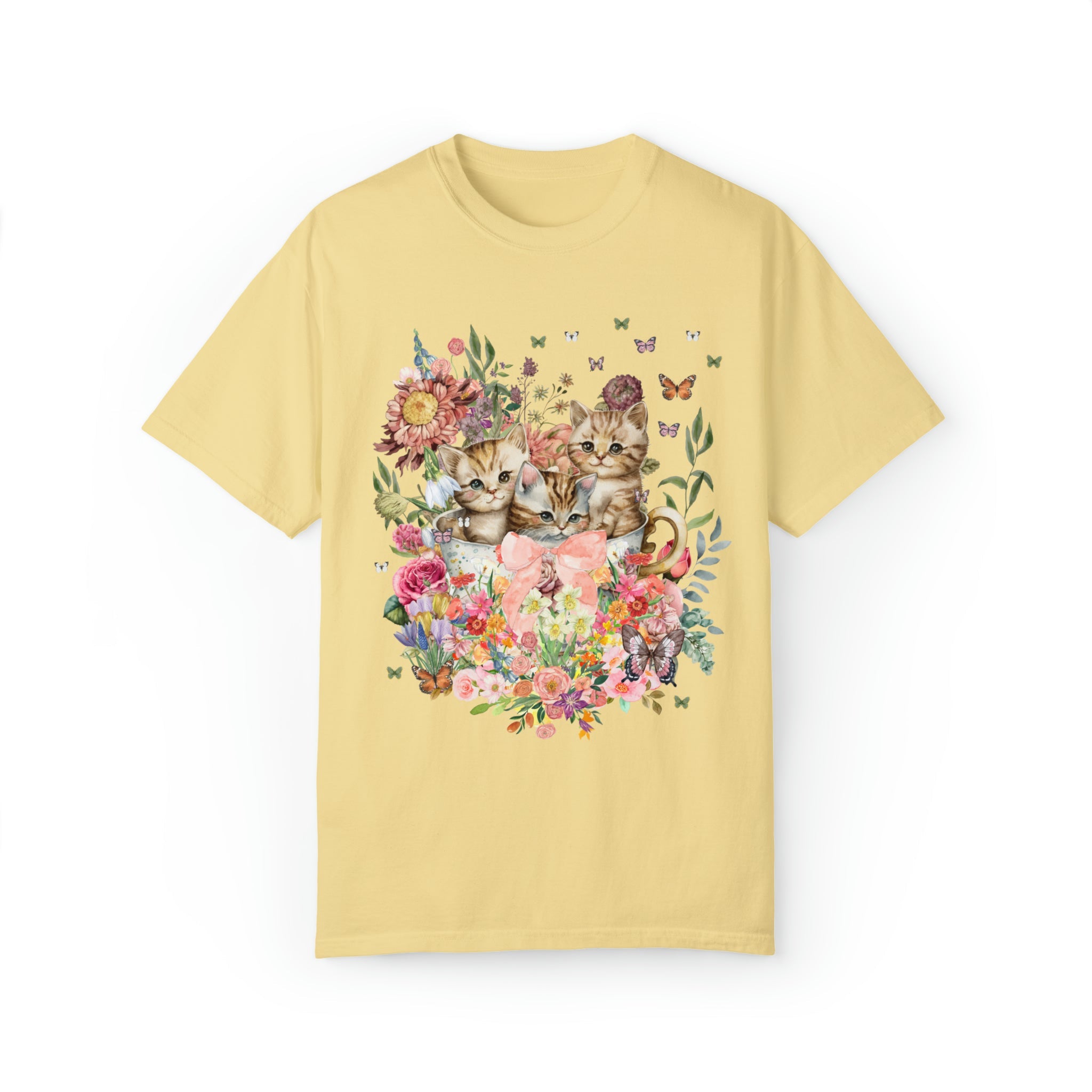 Cottagecore Cat Shirt for Cat Mom: Funny Watercolor Kittens in Cup - Opal and June