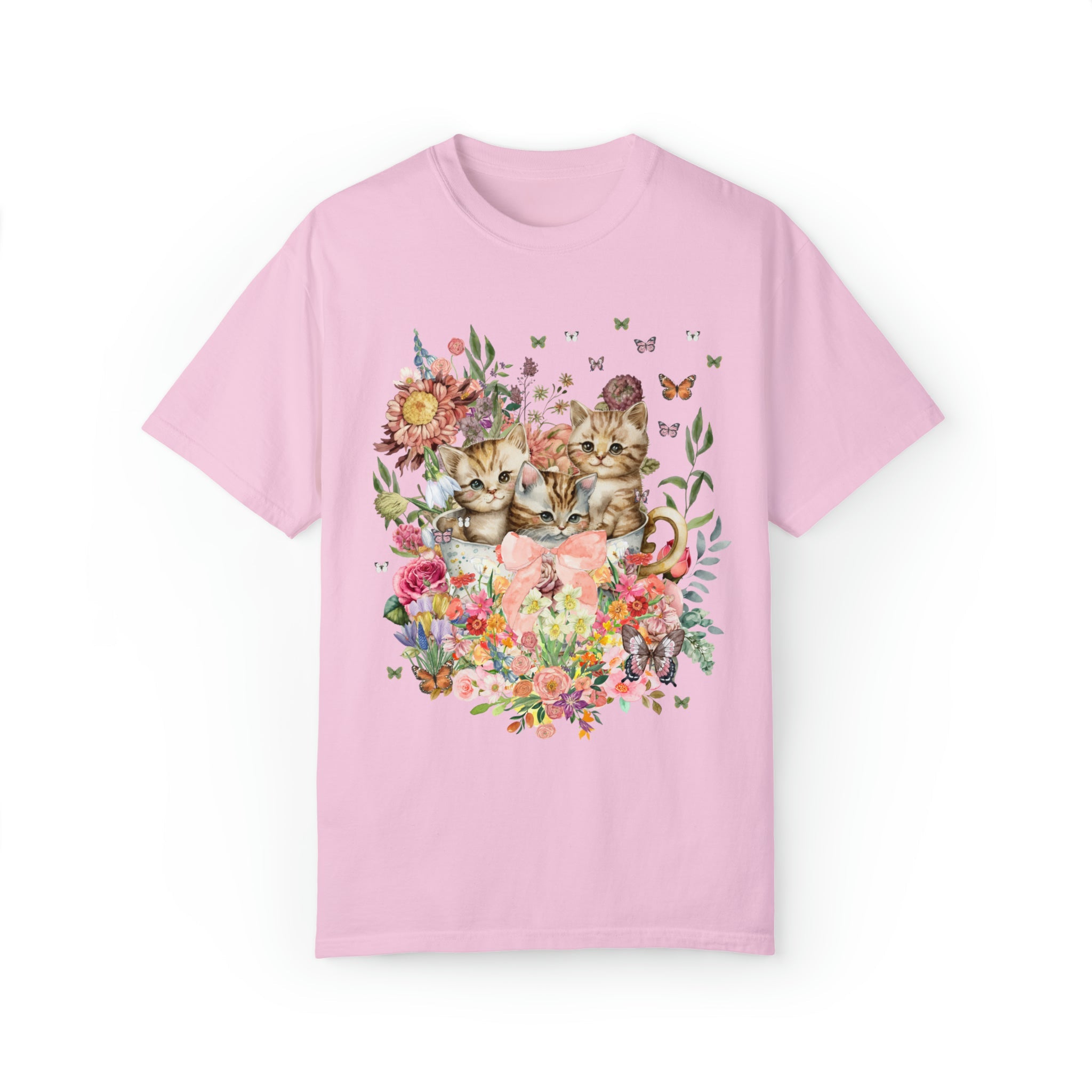 Cottagecore Cat Shirt for Cat Mom: Funny Watercolor Kittens in Cup - Opal and June