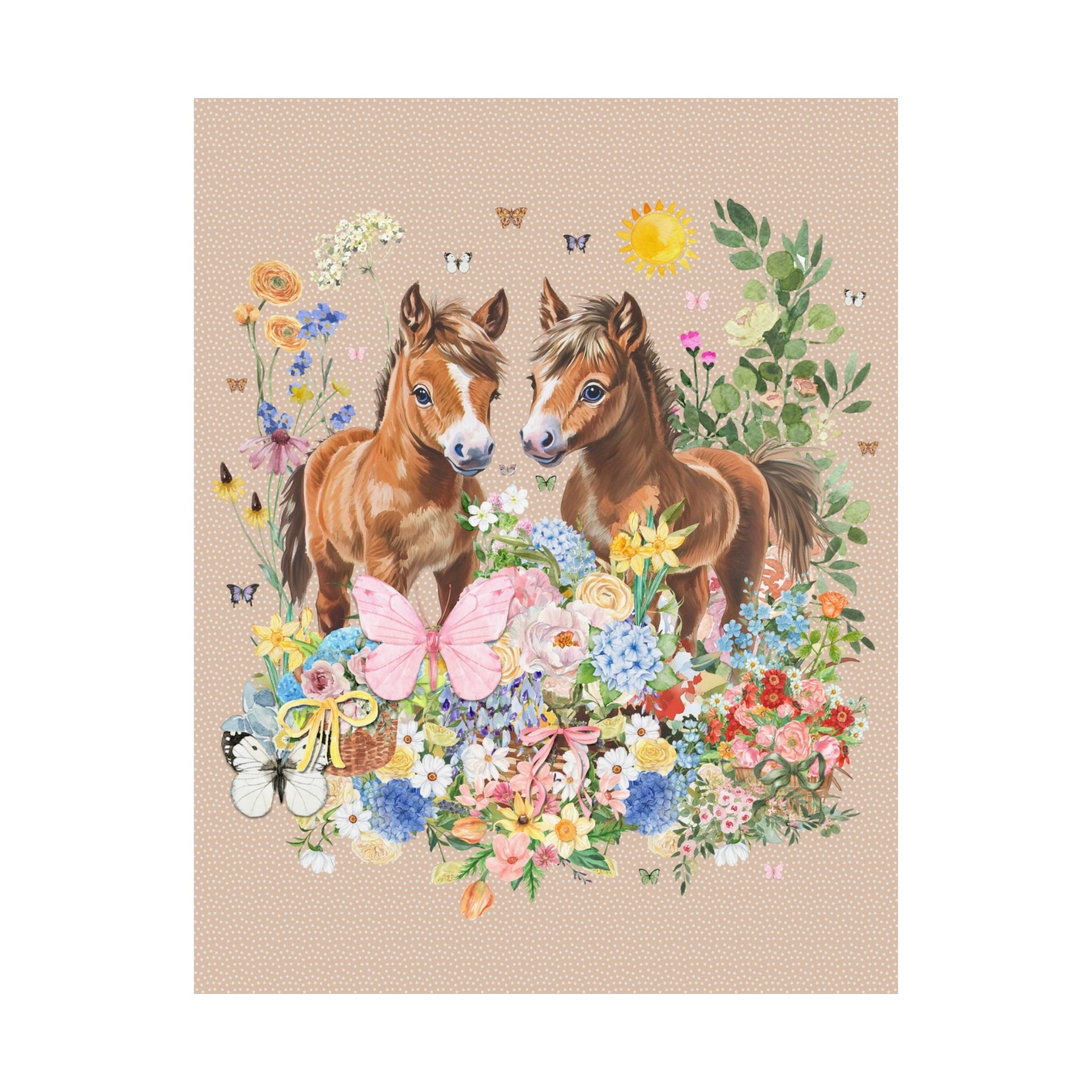 Cottagecore Horse Print for Nursery, Animal Lover, Colorful Maximalist Floral Gift, Kitschy 90s Grandmacore Aesthetic, Equestrian Mini Horse - Opal and June