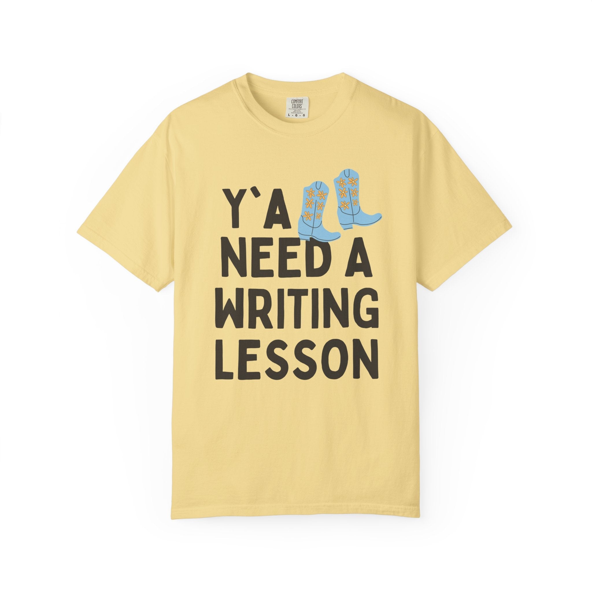 Creative Writing Teacher Tee Shirt for Book Author or Literature Professor, Funny Saying English Major T-Shirt with Boots, Writing Workshop - Opal and June