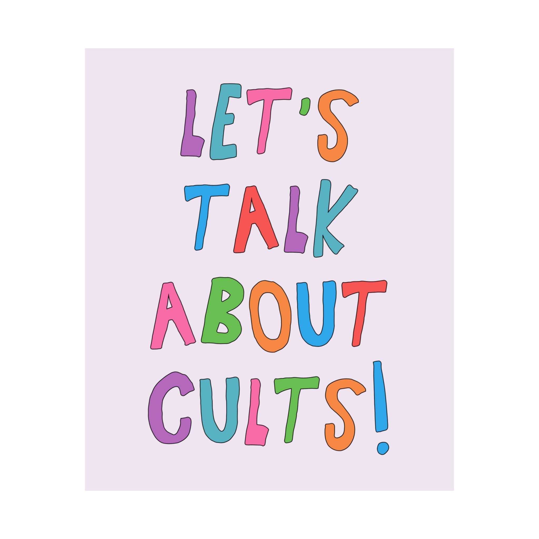 Cult History Poster Print for Historian Who Loves Spooky History, Morbid Historical Crime: Let's Talk About Cults! - Opal and June