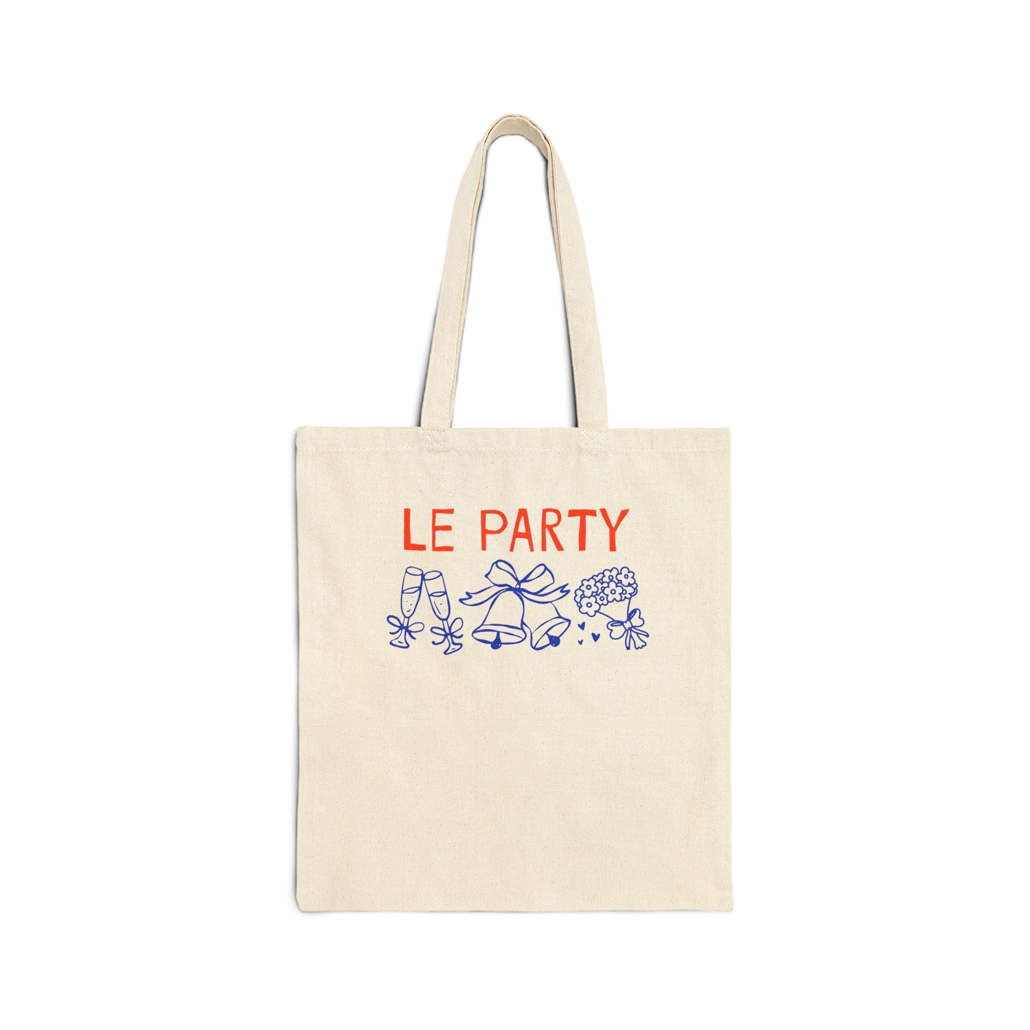 Cute Bachelorette Tote Bag with Whimsy Vibes: Le Party, Silly Cottagecore Bachelorette Weekend Tote for Bridesmaids, Maid of Honor - Opal and June