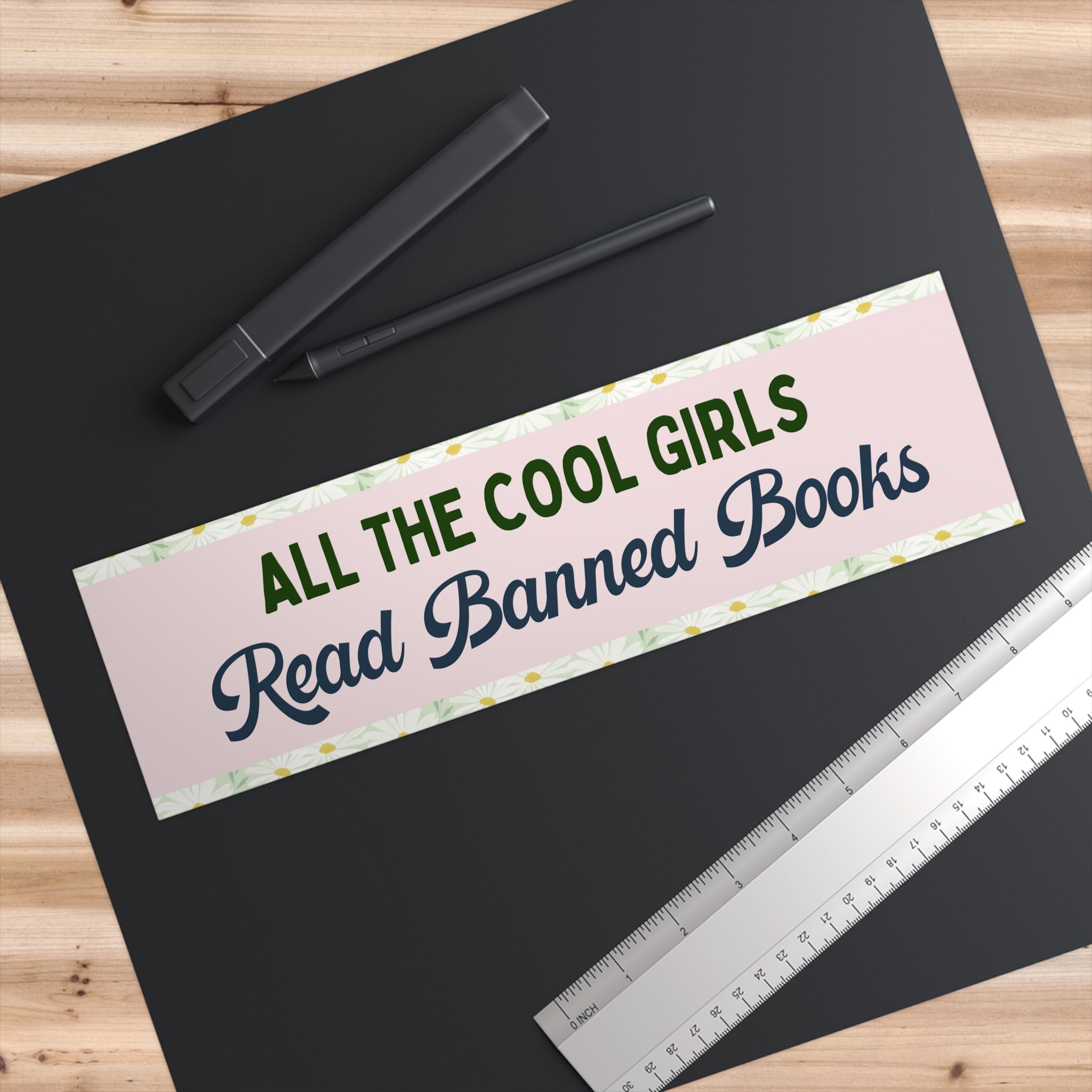 Cute Banned Books Bumper Sticker with Flowers, Funny Saying Bookworm Sticker for Librarian or Leftist Reader Who Loves Reading Banned Books - Opal and June