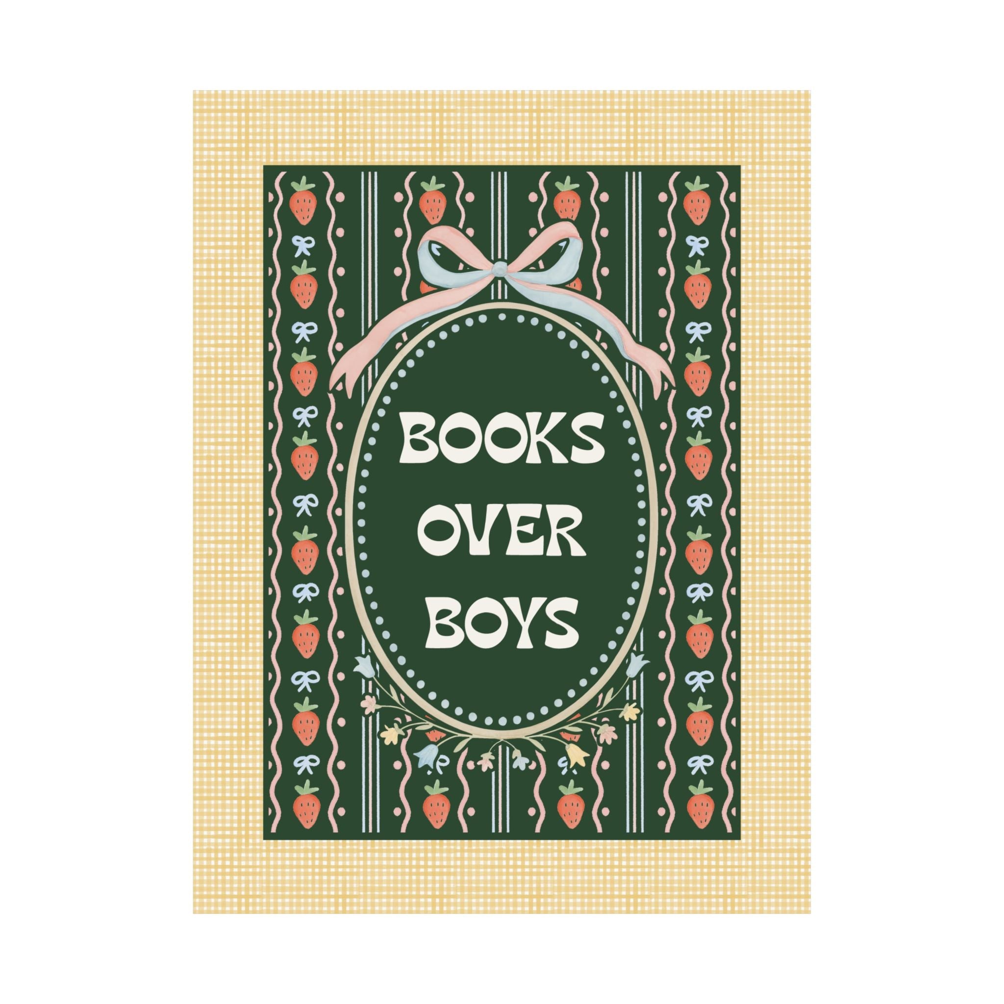 Cute Book Lover Poster Print for Teen Daughter Who Loves to Read: Books Over Boys, Funny Sarcastic Bookish Poster for Library or Dorm Room - Opal and June