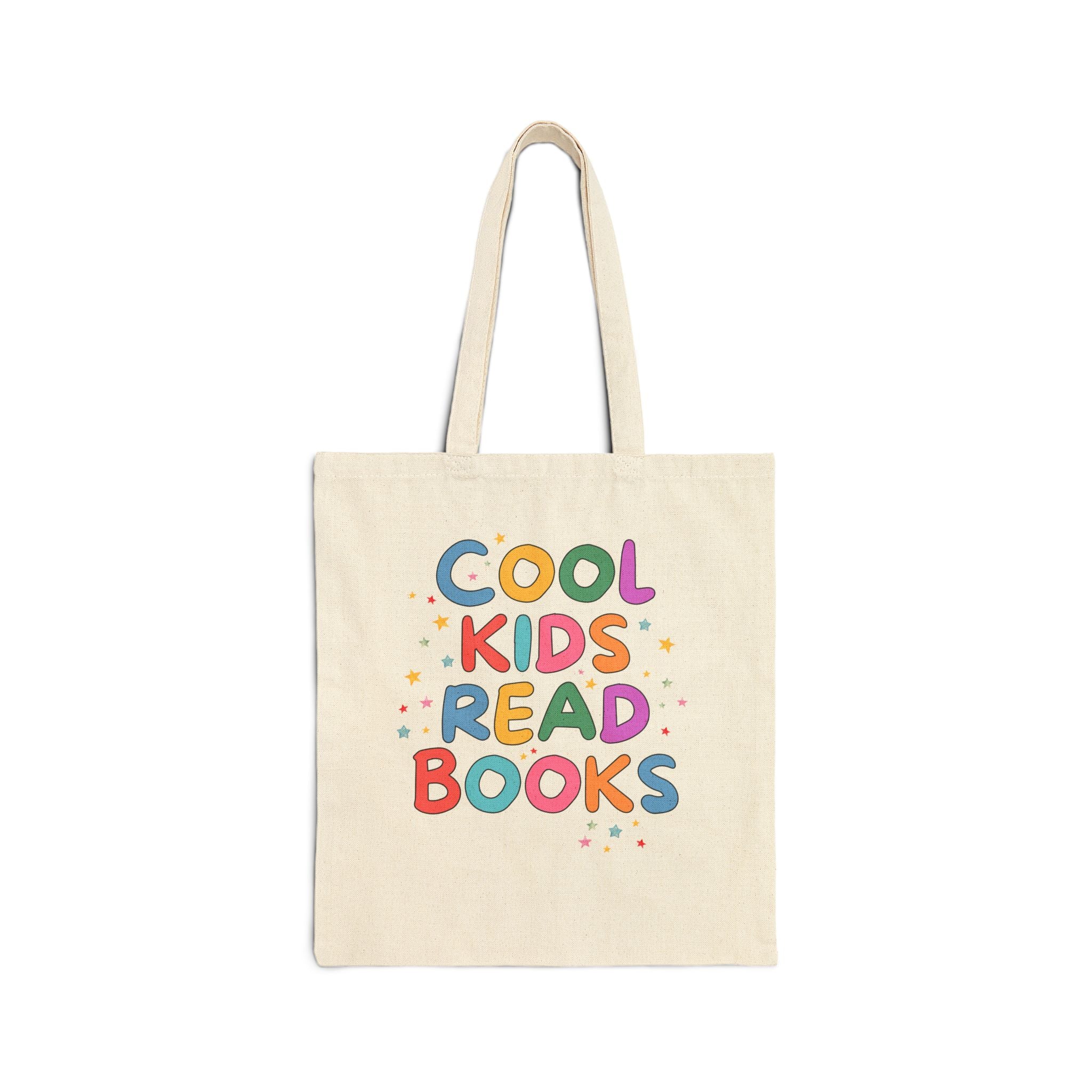 Cute Book Lover Tote Bag for Library with Stars: Cool Kids Read Books - Opal and June