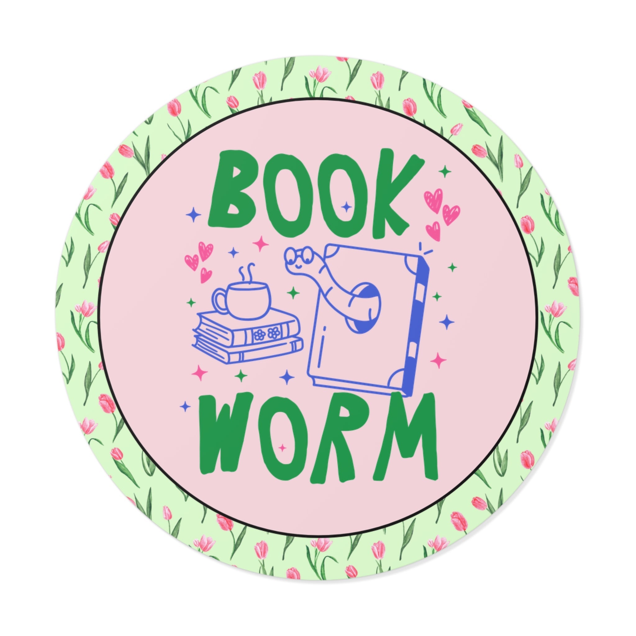 Cute Bookworm Sticker for Reading Teacher or School Librarian, Adorable Y2K 90s Aesthetic Book Lover Sticker with Flowers, Romance Reader - Opal and June