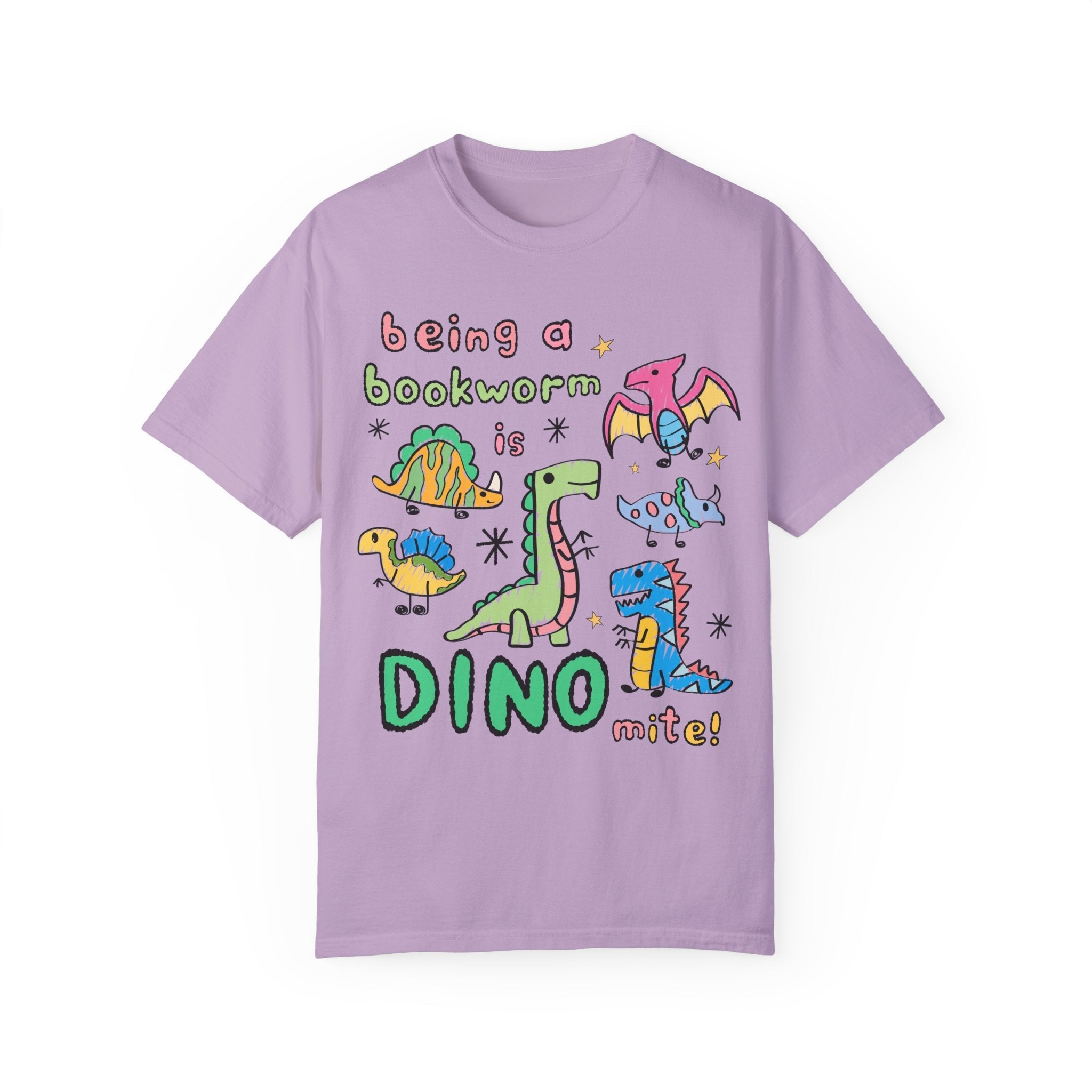 Cute Bookworm T-Shirt, Adorable Doodle Dinosaurs, Funny Saying Librarian Gift, Reading Teacher, School Librarian Tee, Romance Reader Gift - Opal and June