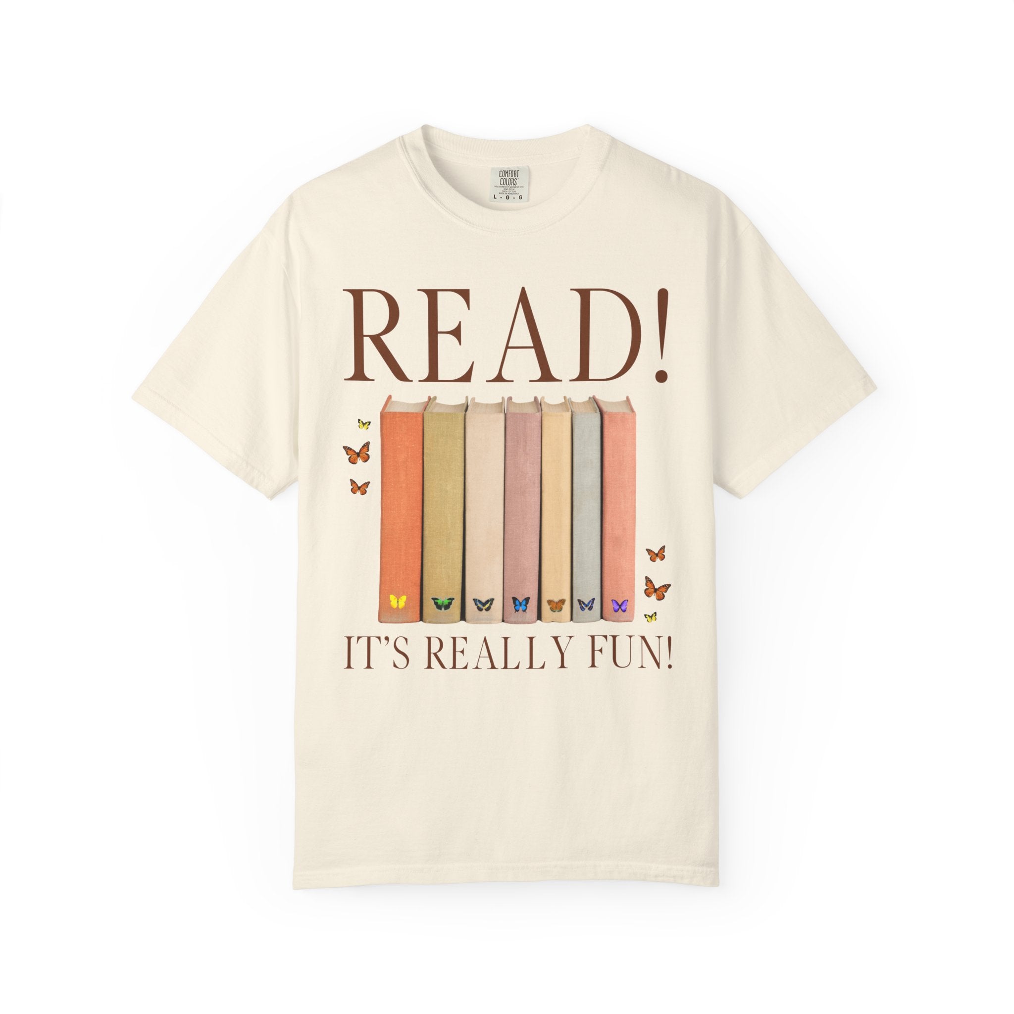 Cute Bookworm Tee Shirt with Butterflies, Pretty Cottagecore Book Lover Tee Shirt for Reader, Colorful Reading Teacher Tee, School Librarian - Opal and June