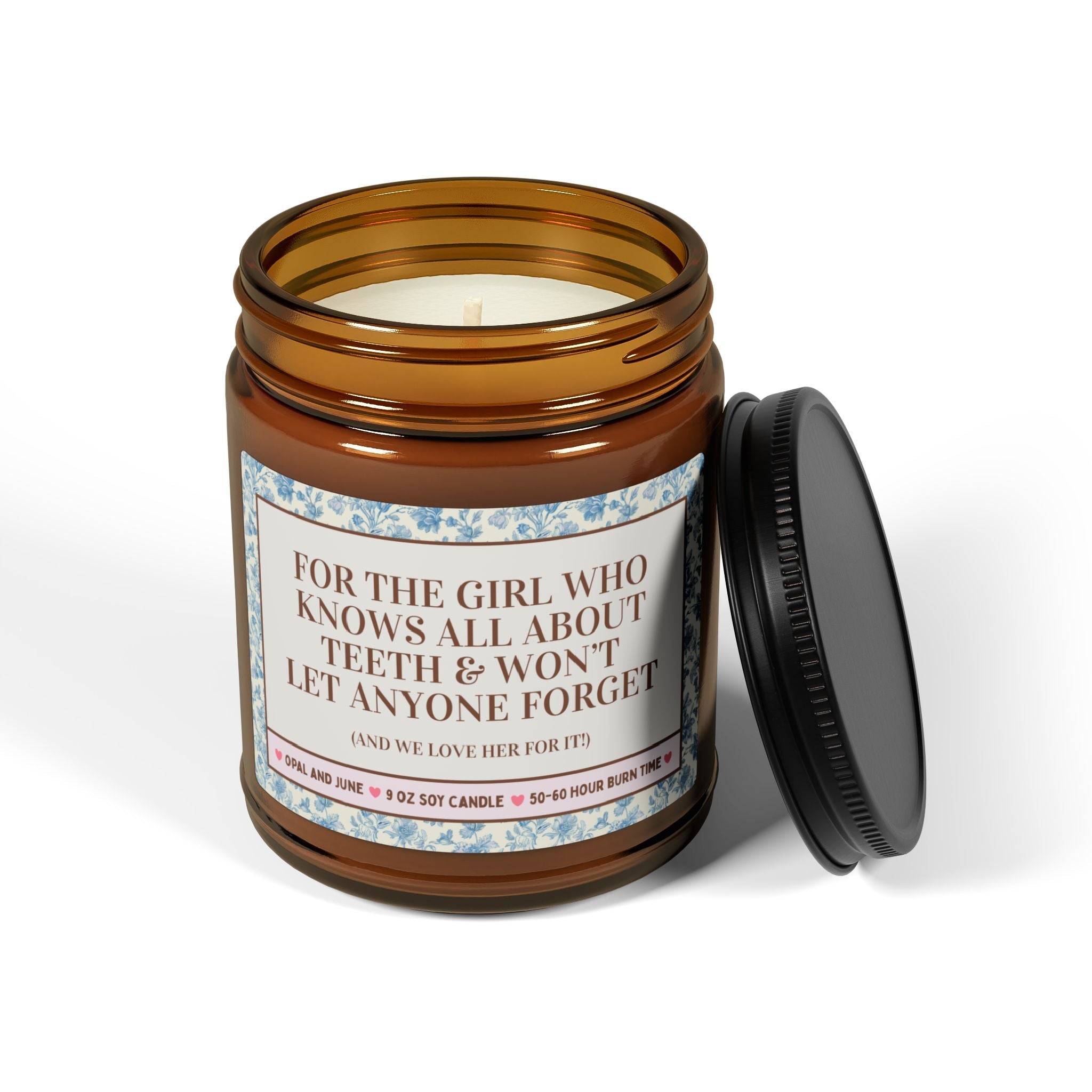 Cute Dentist or Dental Student 9 Oz Soy Candle:For the Girl Who Knows All About Teeth, Silly Dentist School Graduation Gift for Friend - Opal and June