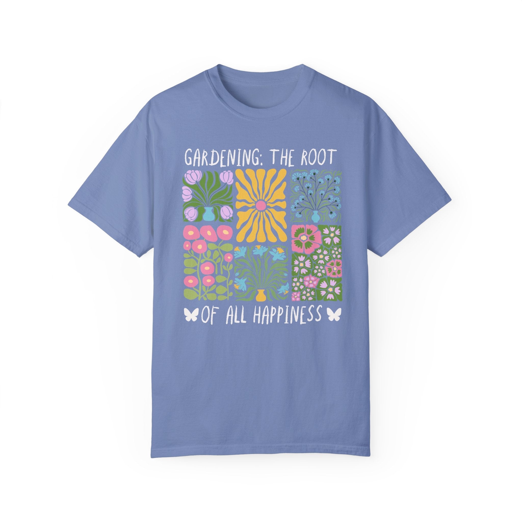 Cute Gardening Tee Shirt for Mom Who Gardens, Mother's Day Gift for Grandma, Boho Cottagecore Butterfly Lover T-Shirt for Flower Farmer - Opal and June
