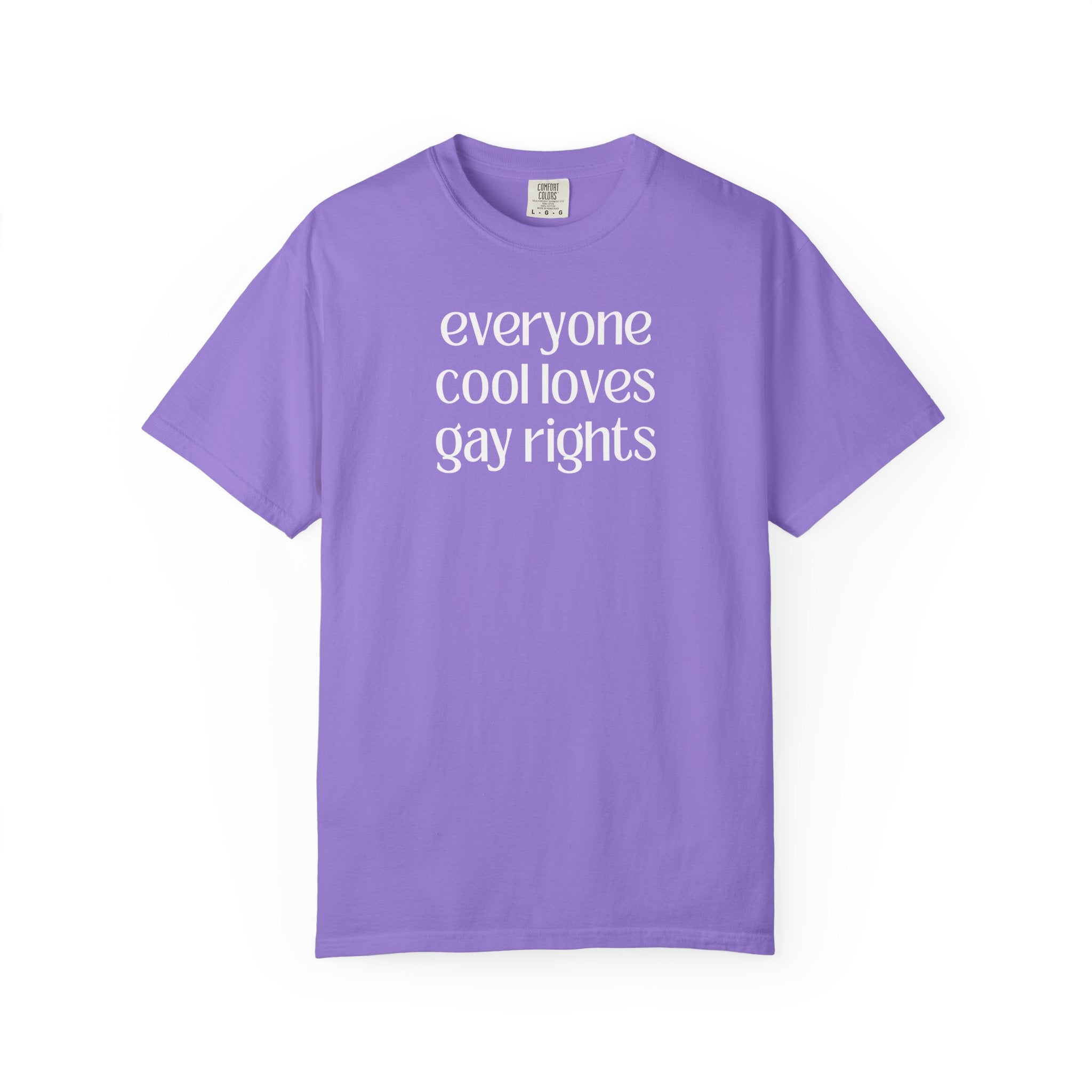 Cute Gay Rights Tee Shirt: Everyone Cool Loves Gay Rights, Funny Saying LGBTQ+ Ally Shirt, Silly and Minimal Tee for Lesbian, Pride Month - Opal and June