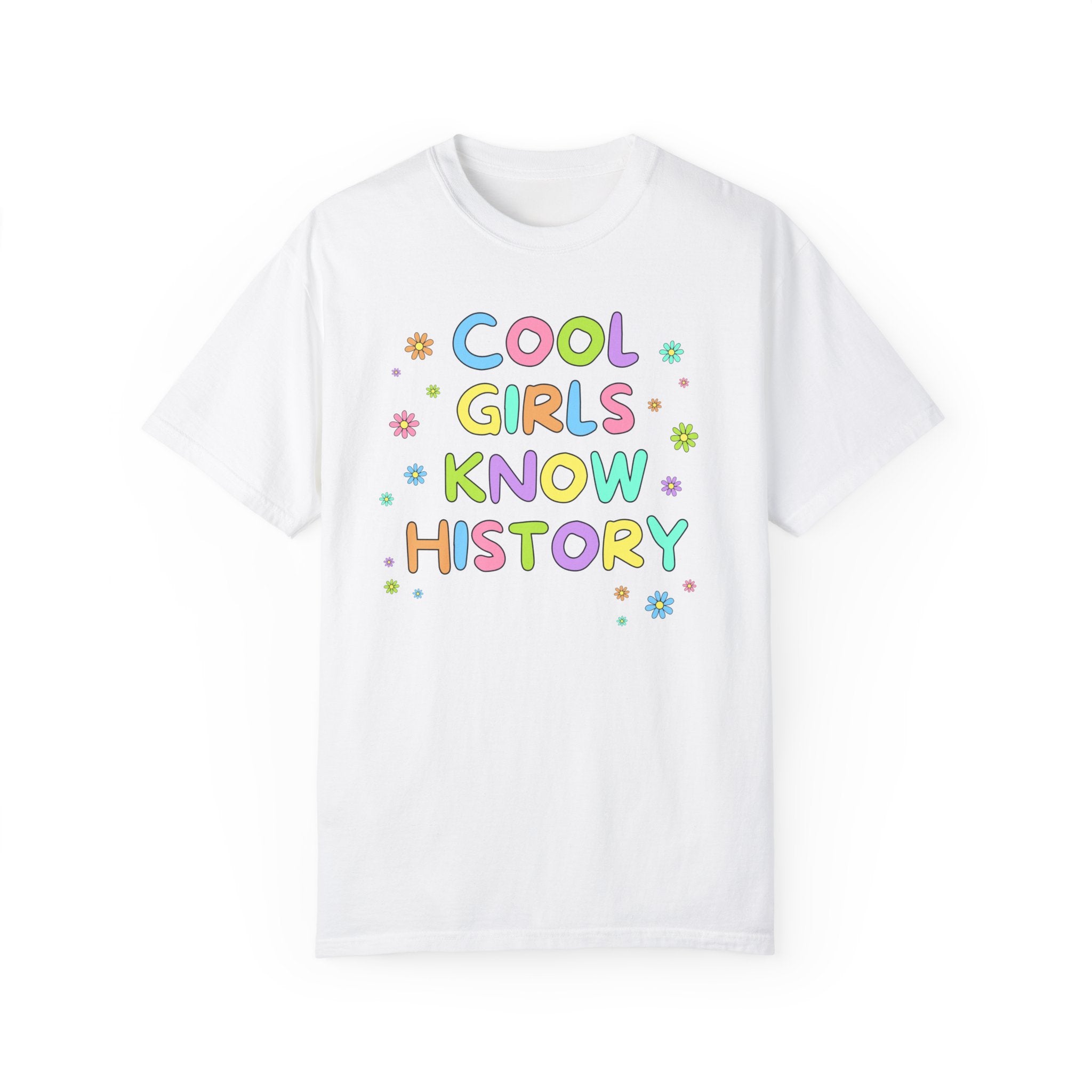 Cute History Teacher Tee Shirt for History Lover or History Buff: Cool Girls Know History, Silly Historian T-Shirt with Boho Retro Flowers - Opal and June