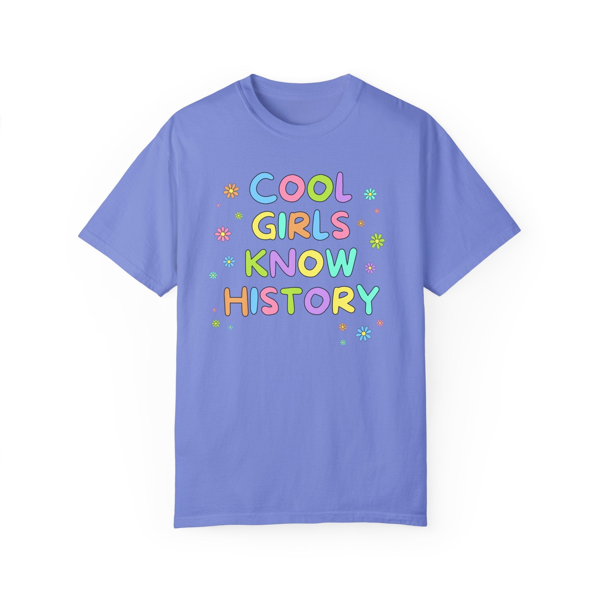 Cute History Teacher Tee Shirt for History Lover or History Buff: Cool Girls Know History, Silly Historian T-Shirt with Boho Retro Flowers - Opal and June