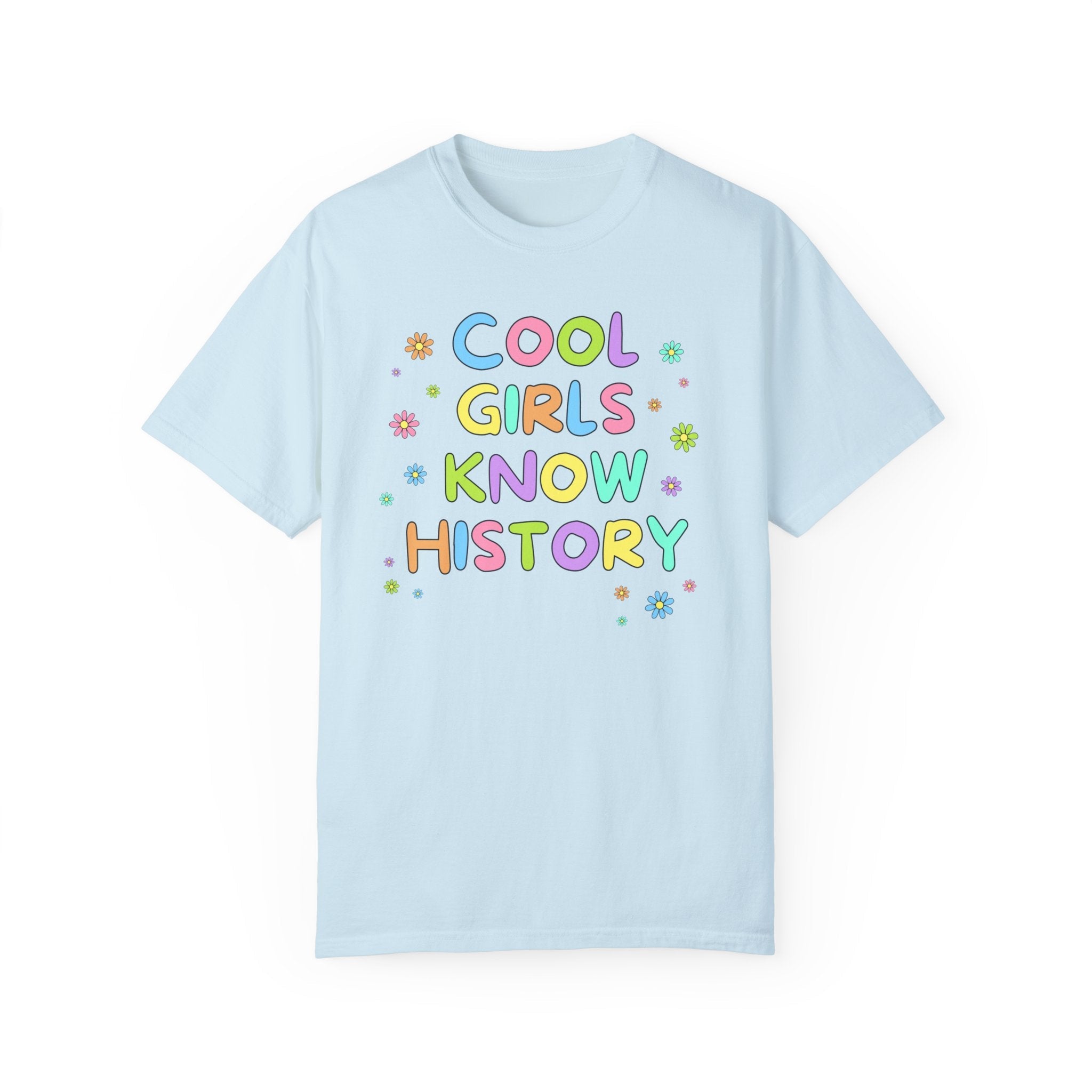 Cute History Teacher Tee Shirt for History Lover or History Buff: Cool Girls Know History, Silly Historian T-Shirt with Boho Retro Flowers - Opal and June