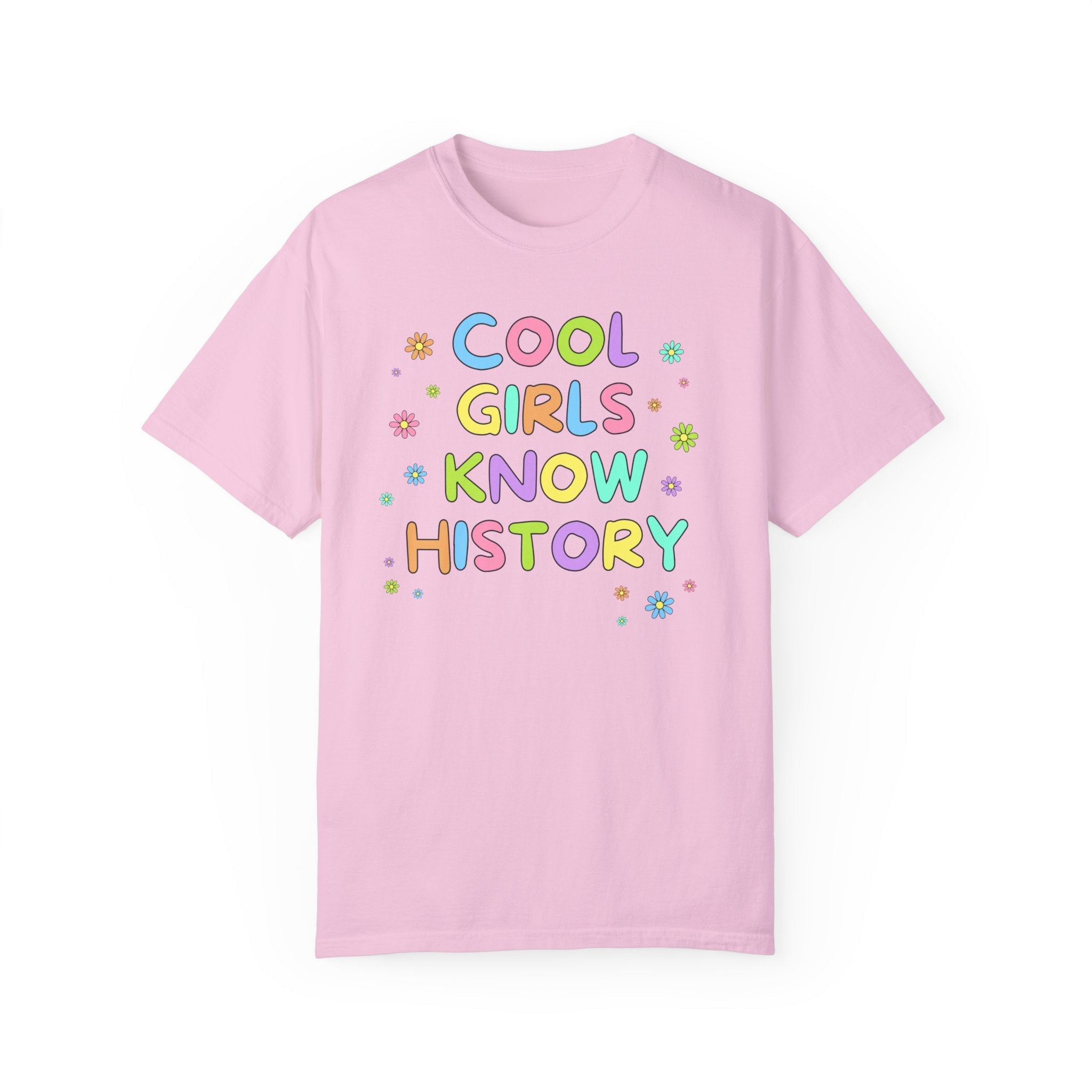 Cute History Teacher Tee Shirt for History Lover or History Buff: Cool Girls Know History, Silly Historian T-Shirt with Boho Retro Flowers - Opal and June
