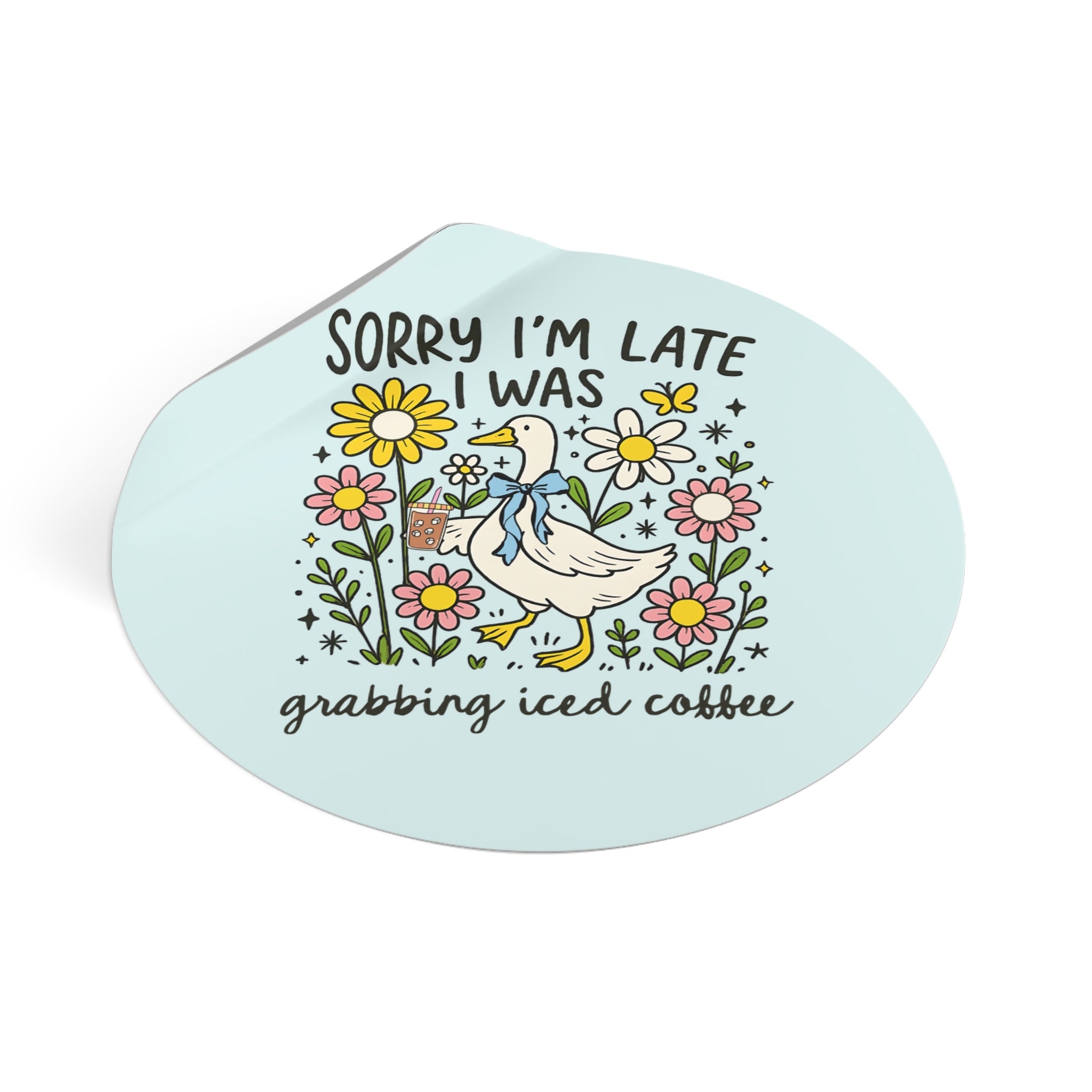 Cute Iced Coffee Lover Sticker for Mom, Friend or Sister Who Loves Iced Coffee, Funny Saying Silly Goose Animal Lover Gift, Coffee Drinker - Opal and June