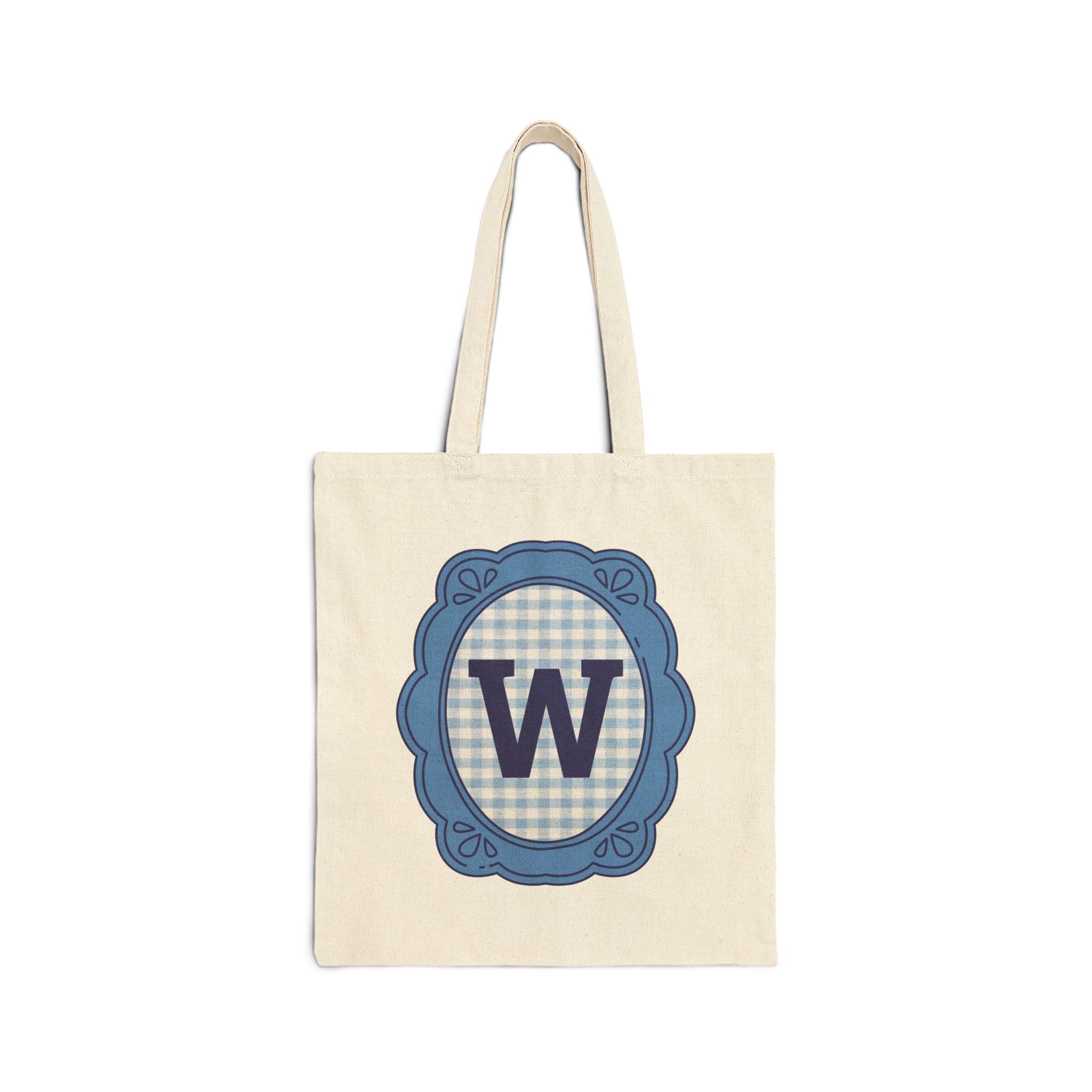 Cute Initial Tote Bag for Daughter, Gingham Birthday Present for Niece, Cousin or Sister, Pretty Matching Bachelorette Tote for Bridesmaid W - Opal and June