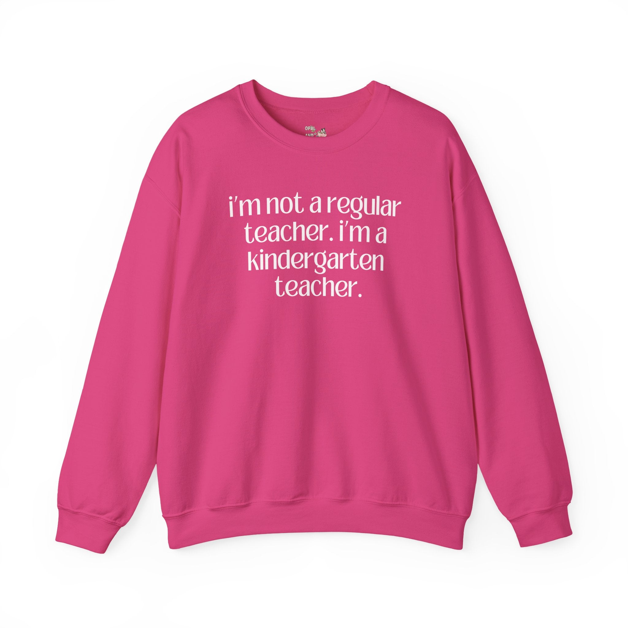 Cute Kindergarten Teacher Sweatshirt for Back to School, Cozy and Minimal First Day of School, Teacher Team, New Teacher Appreciation Gift - Opal and June