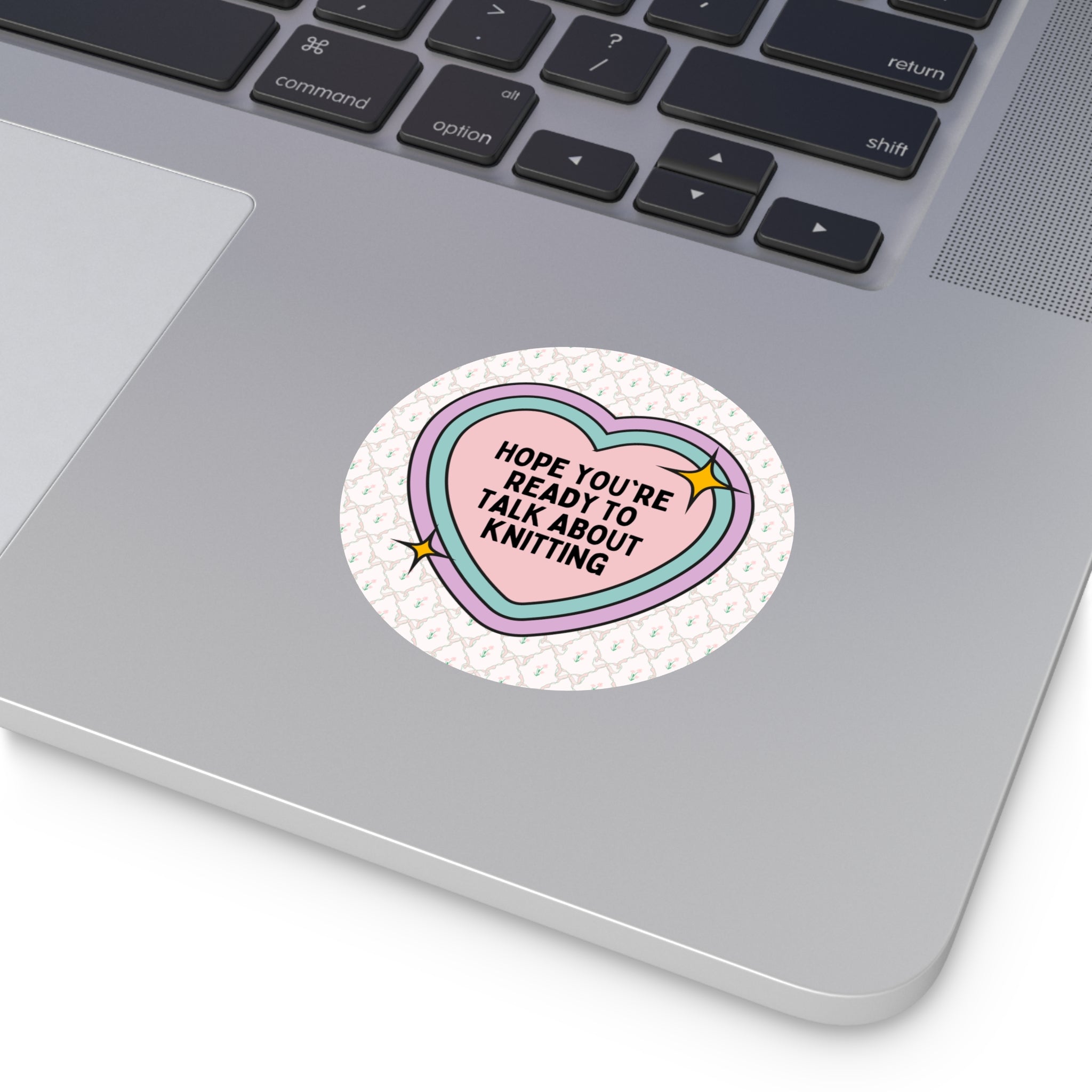 Cute Knitting Lover Sticker for Mom Who Loves Knitting, Funny Saying Knit Lover Sticker with Heart, Silly Mother's Day Gift for Grandma - Opal and June