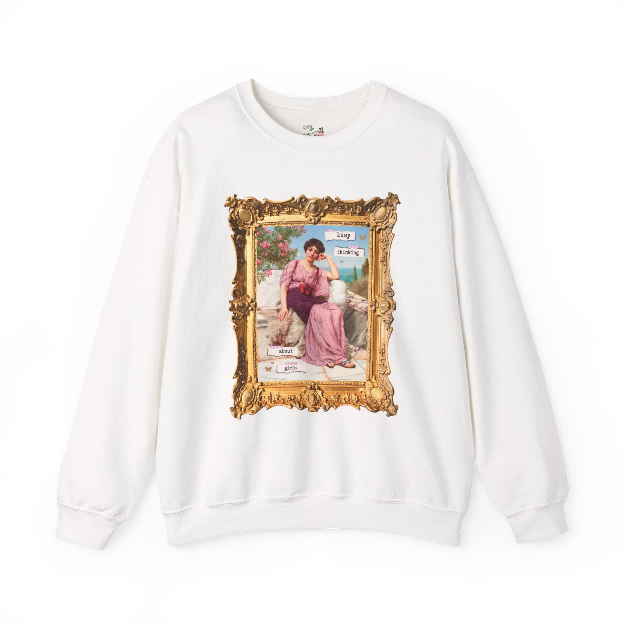 Cute Lesbian Sweatshirt: Busy Thinking Abut Girls, Funny Saying Pride Month Shirt for Gay Sister, John William Goddard Art History Painting - Opal and June