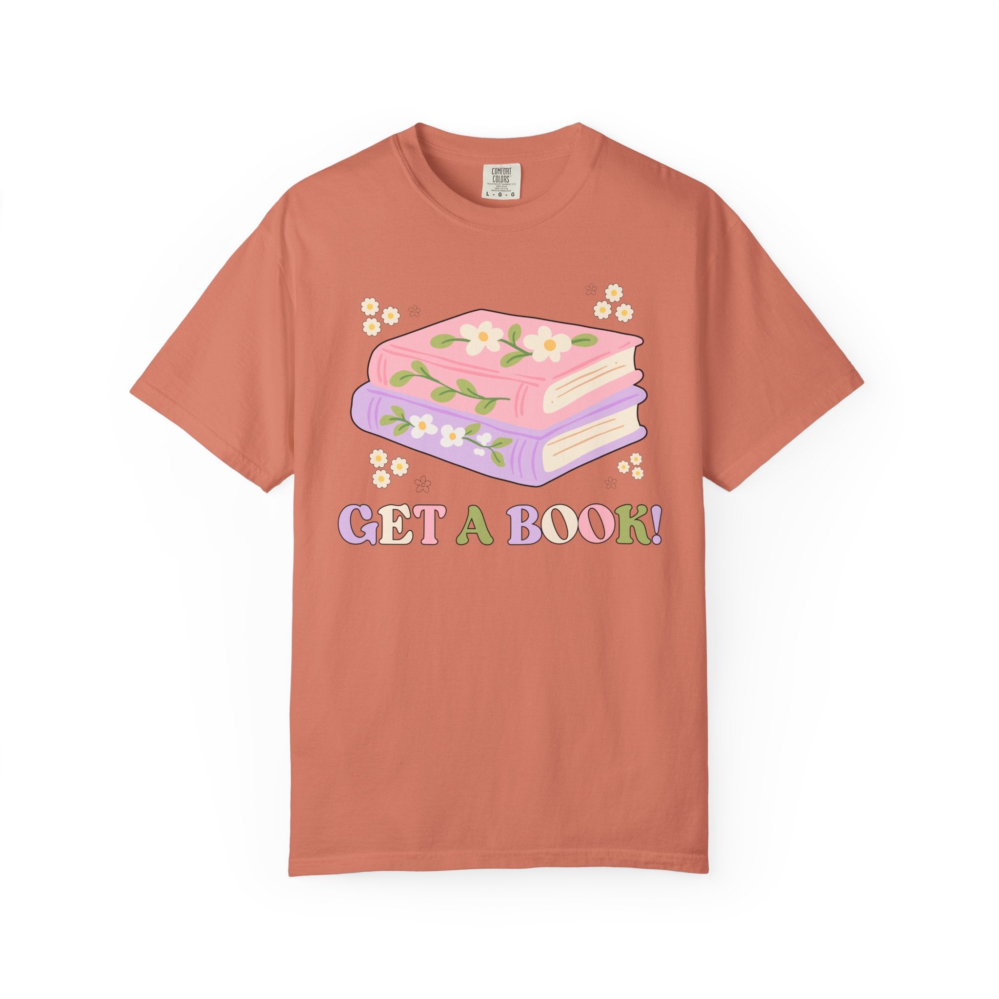 Cute Librarian Tee Shirt with Groovy Retro Aesthetic: Read a Book! Funny Saying School Librarian or Reading Teacher T-Shirt with Flowers - Opal and June
