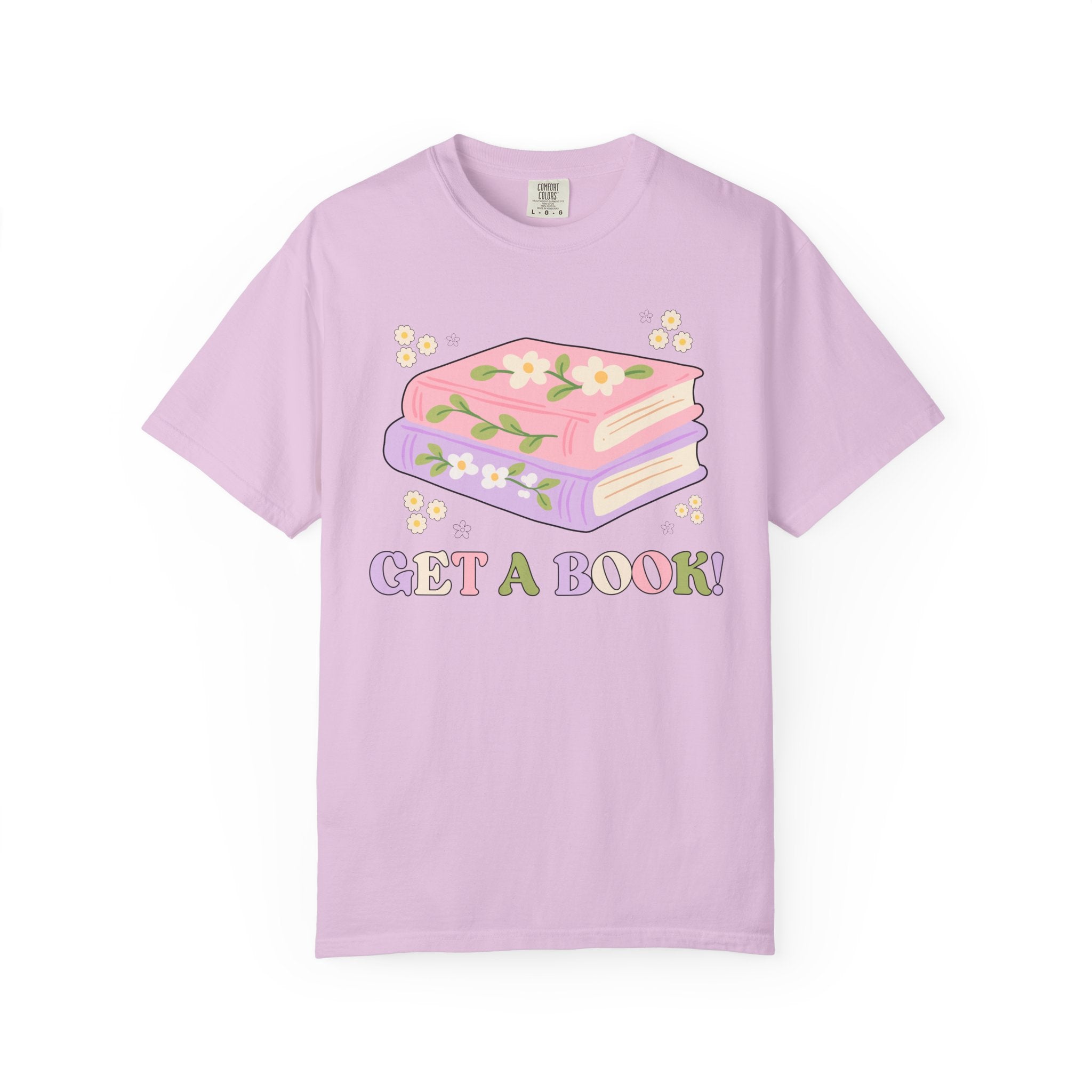Cute Librarian Tee Shirt with Groovy Retro Aesthetic: Read a Book! Funny Saying School Librarian or Reading Teacher T-Shirt with Flowers - Opal and June
