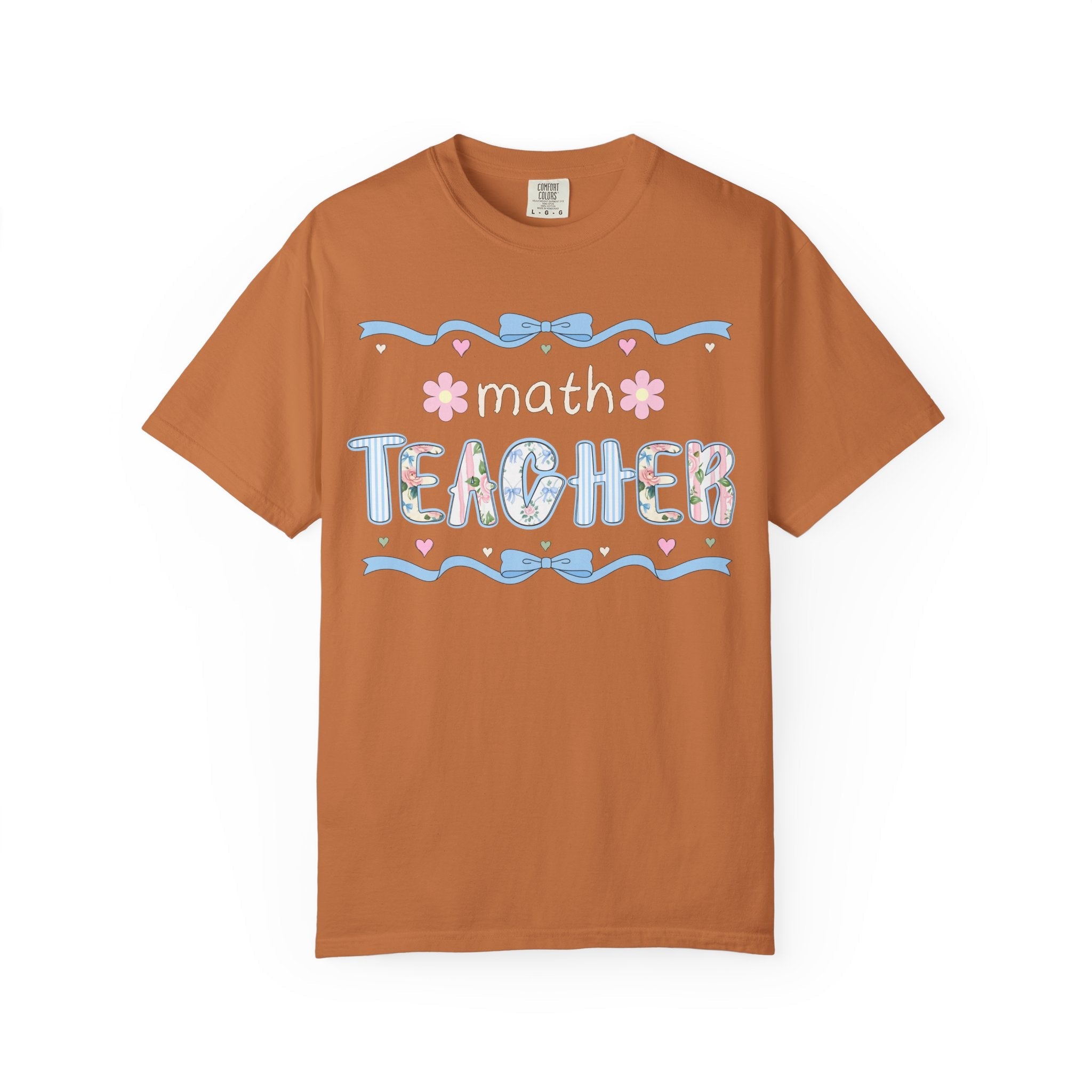Cute Math Teacher Tee Shirt with Vintage Botanical Vibe, Nineties Aesthetic Middle School Math Shirt for Back to School, First Day of School - Opal and June