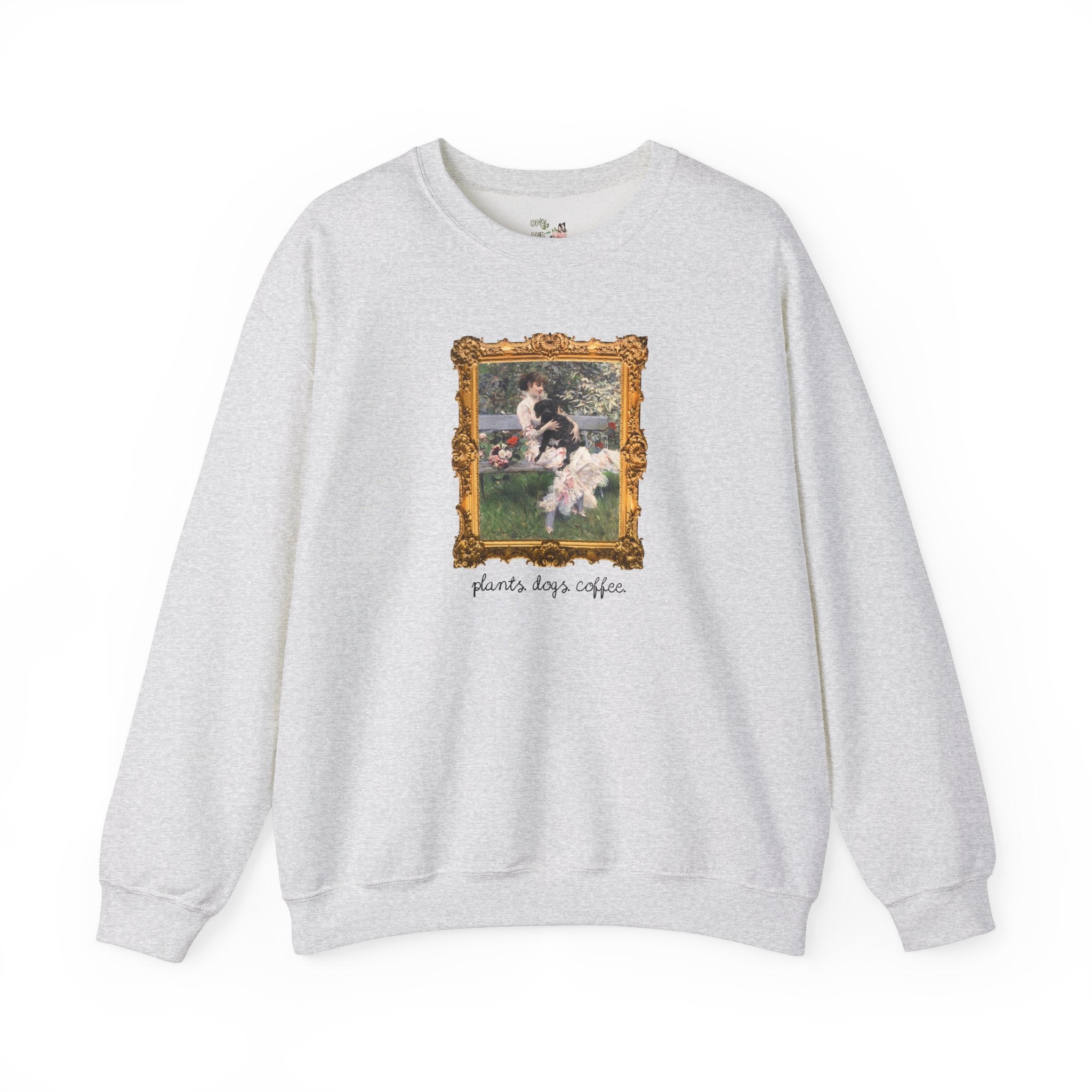 Cute Plant Sweatshirt for Art Historian Who Loves Gardening and Coffee, Cute Mother's Day Gift for Dog Lover, Gardening Gift for Grandma - Opal and June