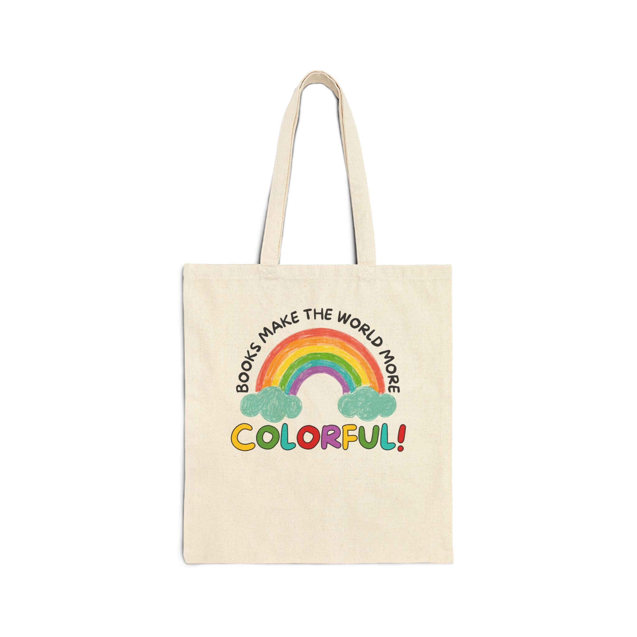 Cute Reading Month Teacher Tote Bag for School Librarian or School Principal, Funny Saying Bookish Rainbow Tote Bag for Mom or Daughter - Opal and June