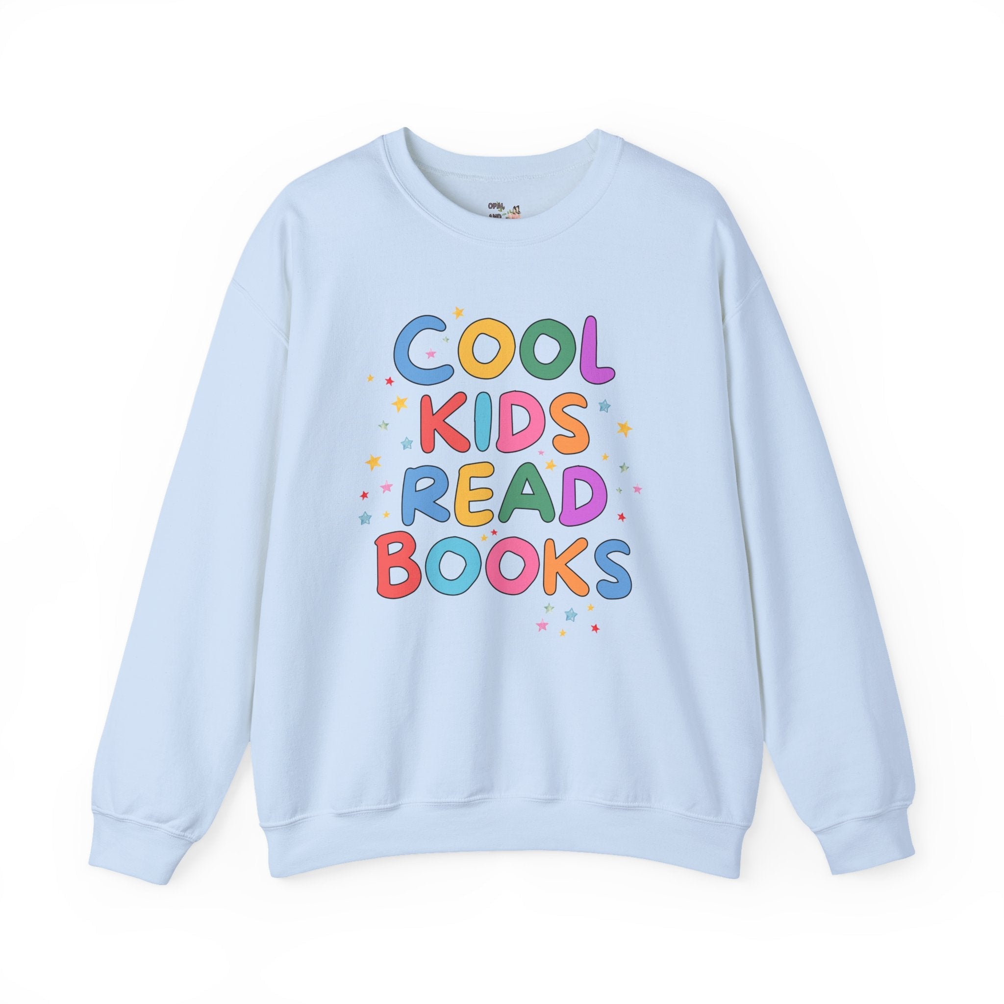Cute Reading Teacher Sweatshirt for Kindergarten Teacher or Elementary Principal: Cool Kids Read Books, Adorable Y2K Crewneck, Book Lover - Opal and June