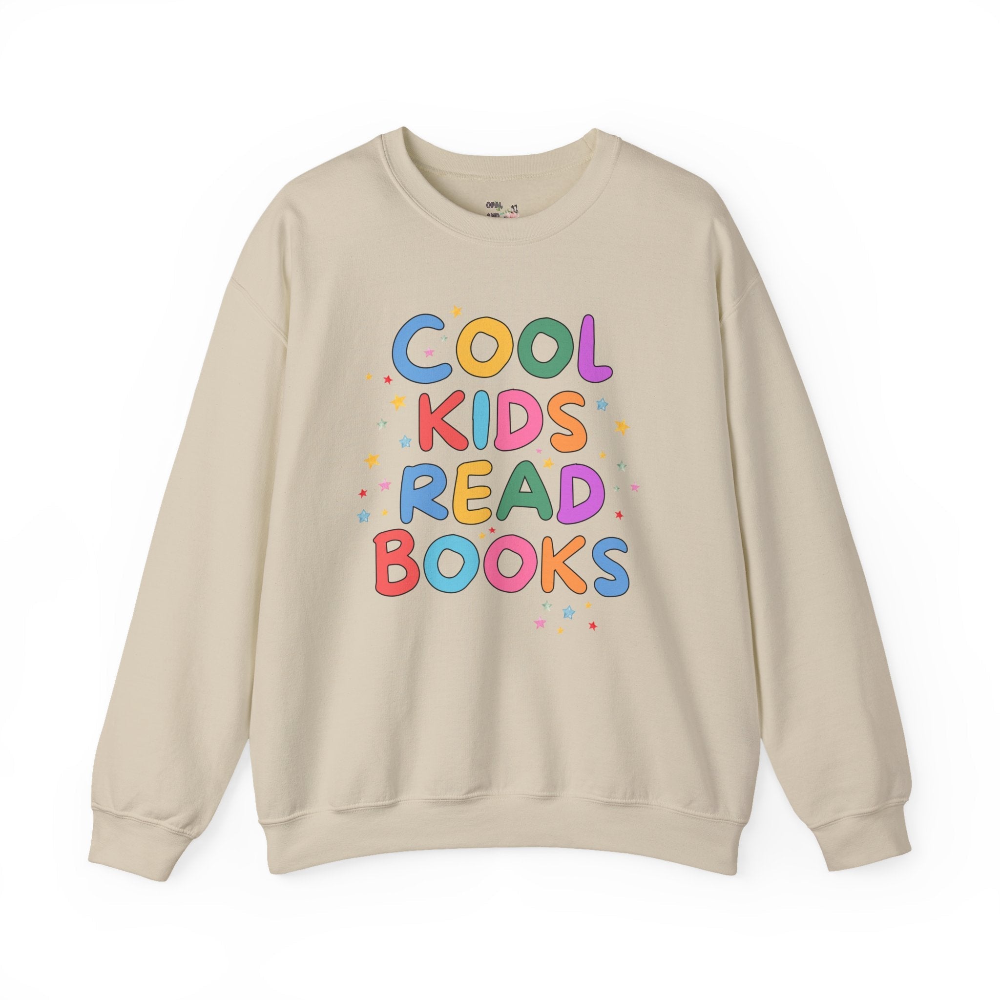 Cute Reading Teacher Sweatshirt for Kindergarten Teacher or Elementary Principal: Cool Kids Read Books, Adorable Y2K Crewneck, Book Lover - Opal and June