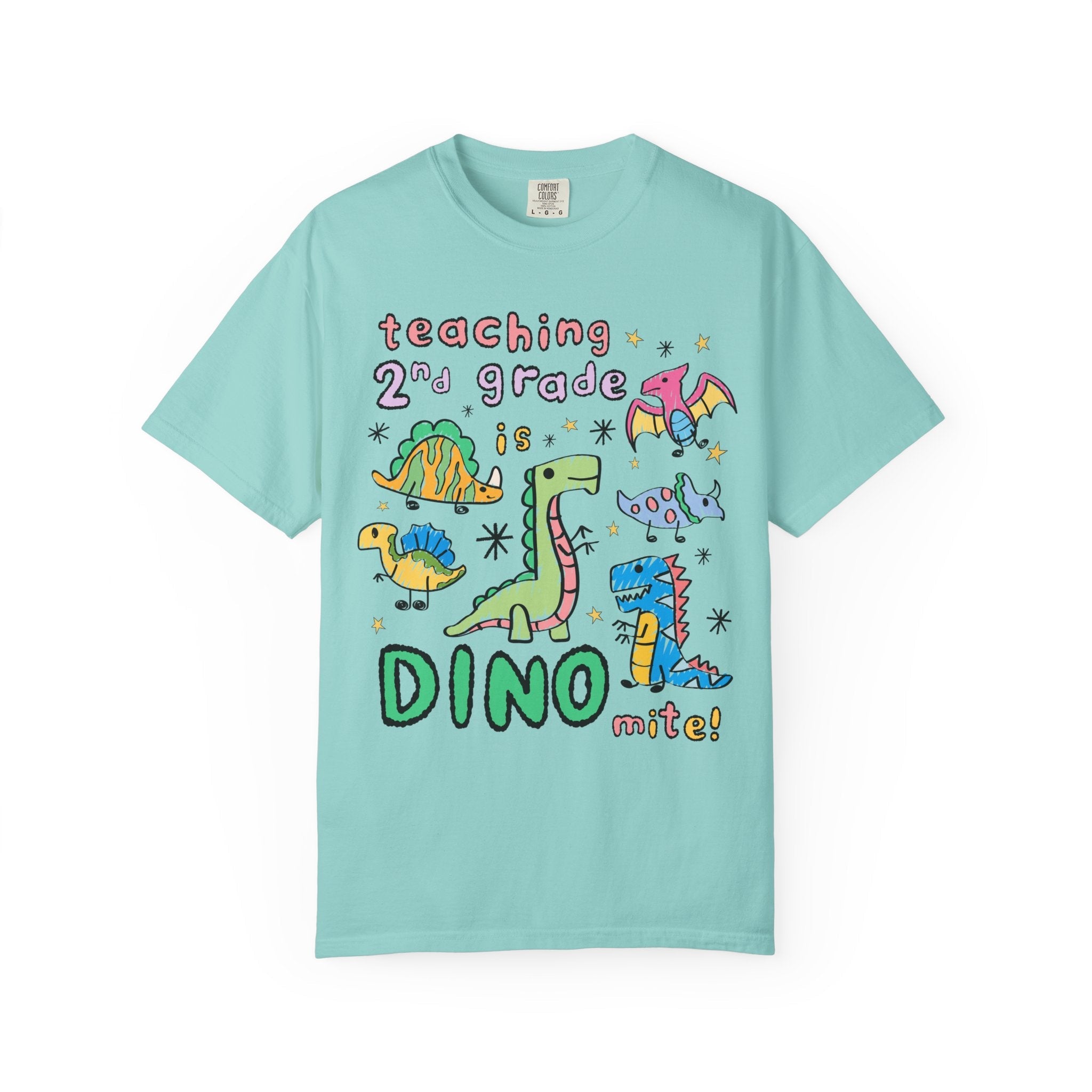 Cute Second Grade Teacher Dinosaur Lover Tee Shirt for Back to School, Funny Saying Dinosaur T-Shirt for Teacher Team, Matching Teacher Tee - Opal and June