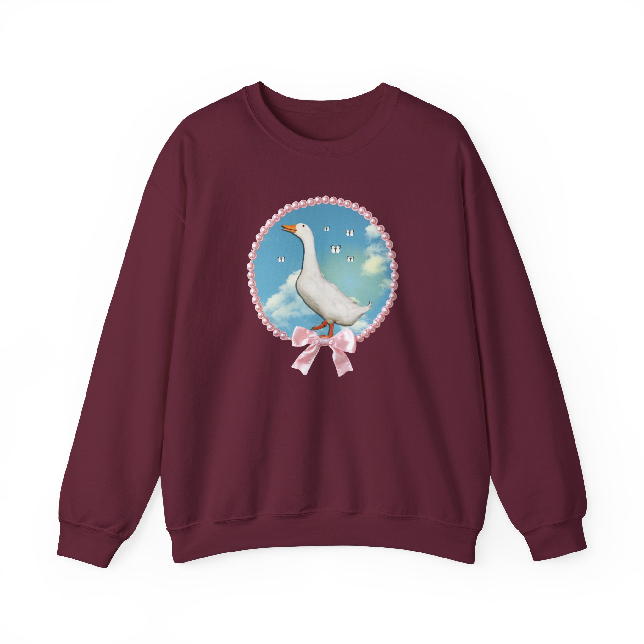 Cute Silly Goose Sweatshirt, Photo of Goose in Front of Sky, Colorful Maximalist Shirt for Butterfly Lover, Animal Lover Gift for Daughter - Opal and June