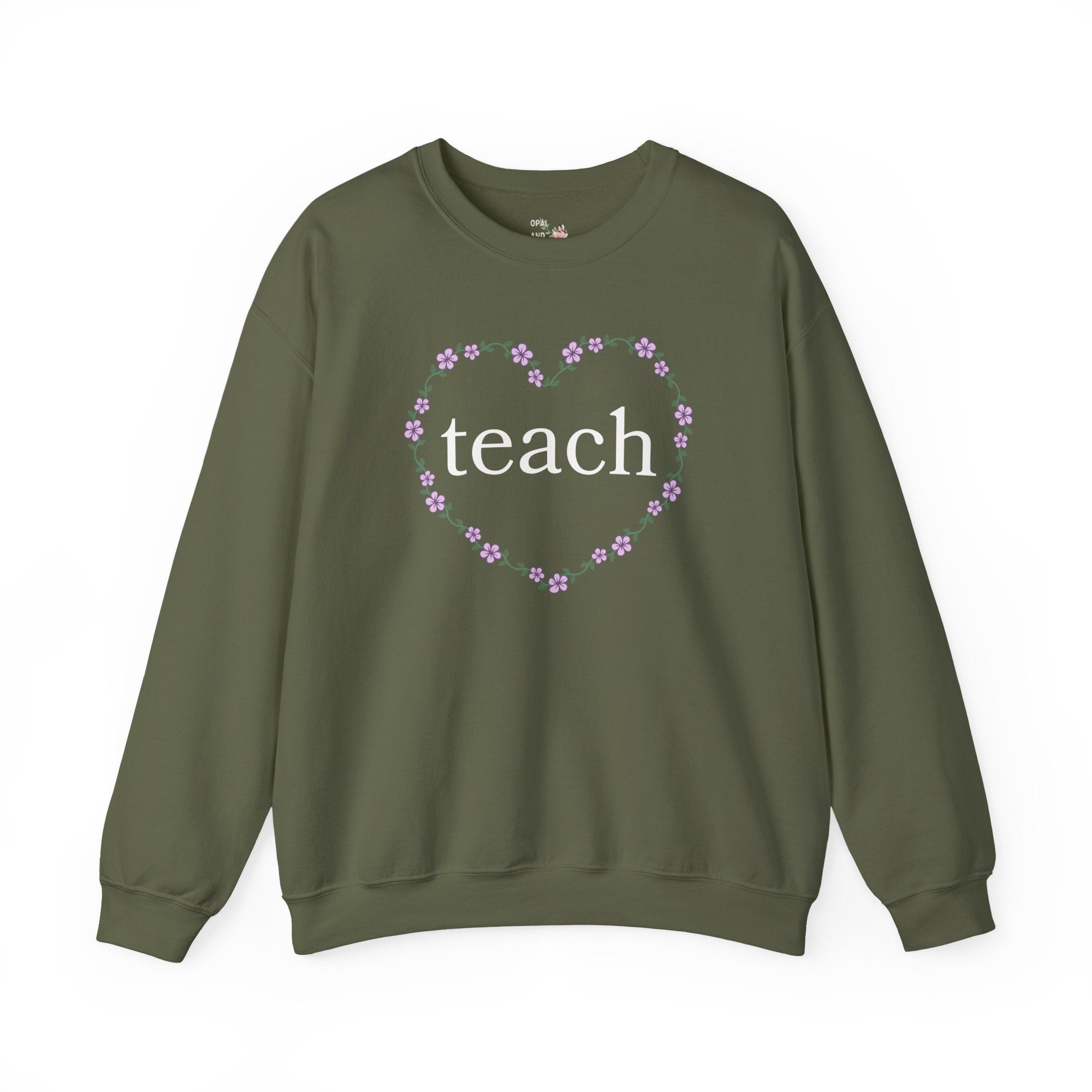 Cute Teacher Sweatshirt with Flowers, First Day of School Crewneck, New Teaching Job Congratulations Gift, Elementary Education Major Gift - Opal and June