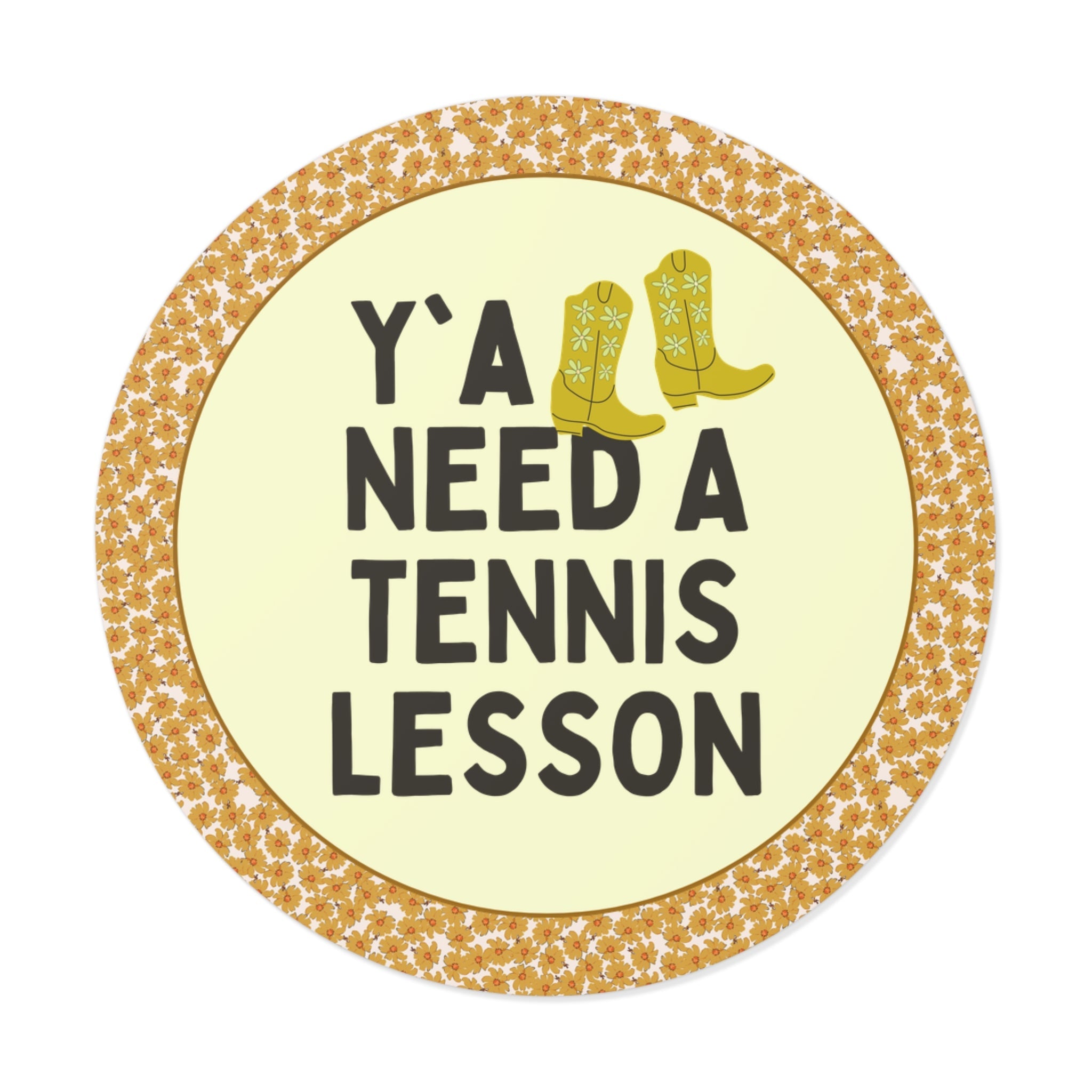 Cute Tennis Coach Sticker, Groovy Western Vibe: Y'all Need a Tennis Lesson, Tennis Instructor or High School Teacher Appreciation Sticker - Opal and June