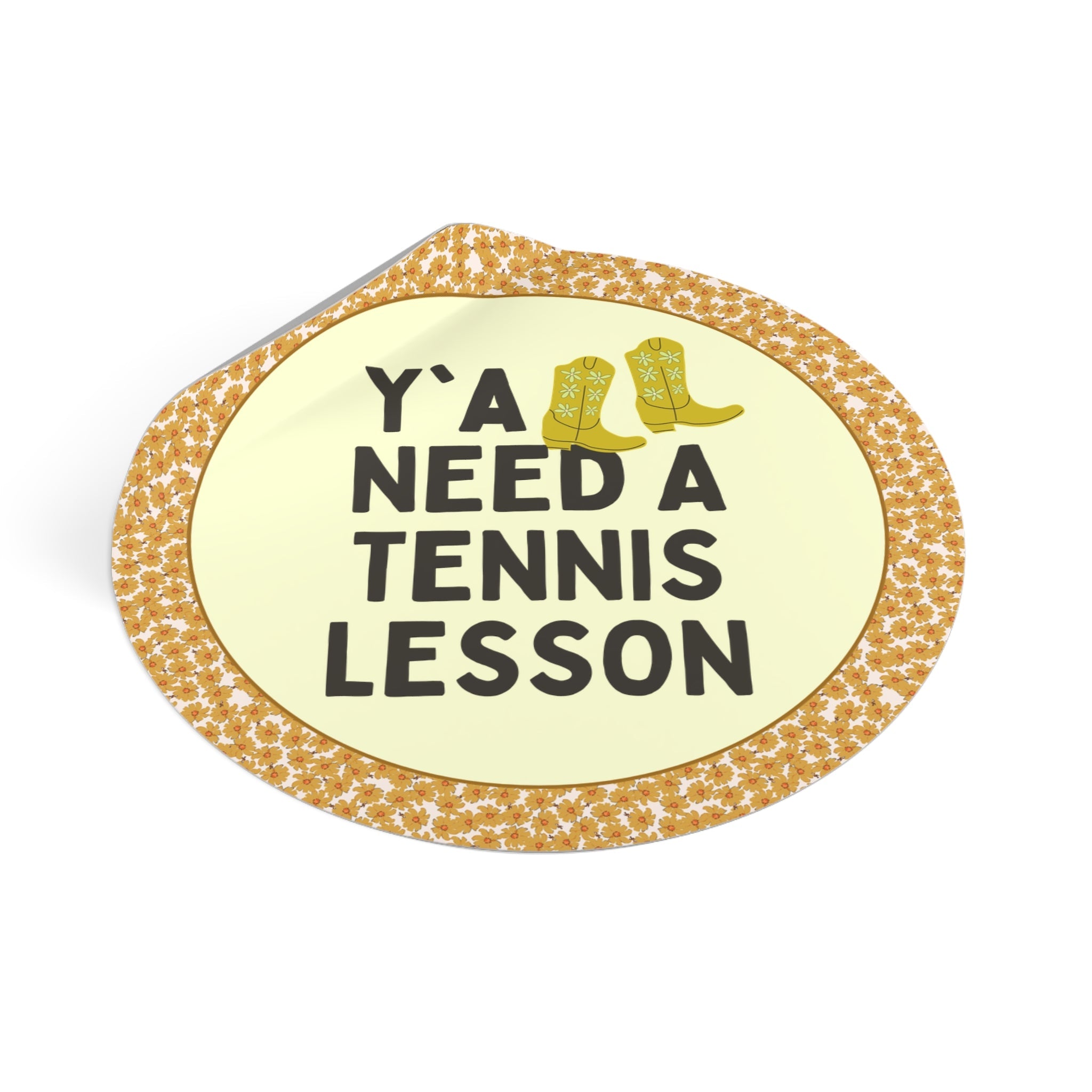 Cute Tennis Coach Sticker, Groovy Western Vibe: Y'all Need a Tennis Lesson, Tennis Instructor or High School Teacher Appreciation Sticker - Opal and June