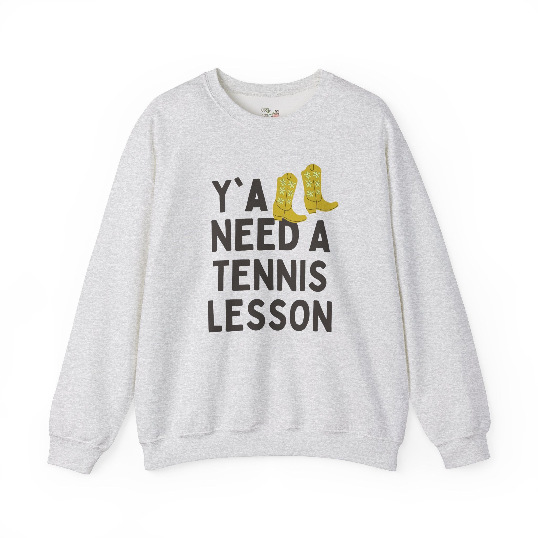 Cute Tennis Coach Sweatshirt, Groovy Western Vibe: Y'all Need a Tennis Lesson, Tennis Instructor or High School Teacher Appreciation Gift - Opal and June