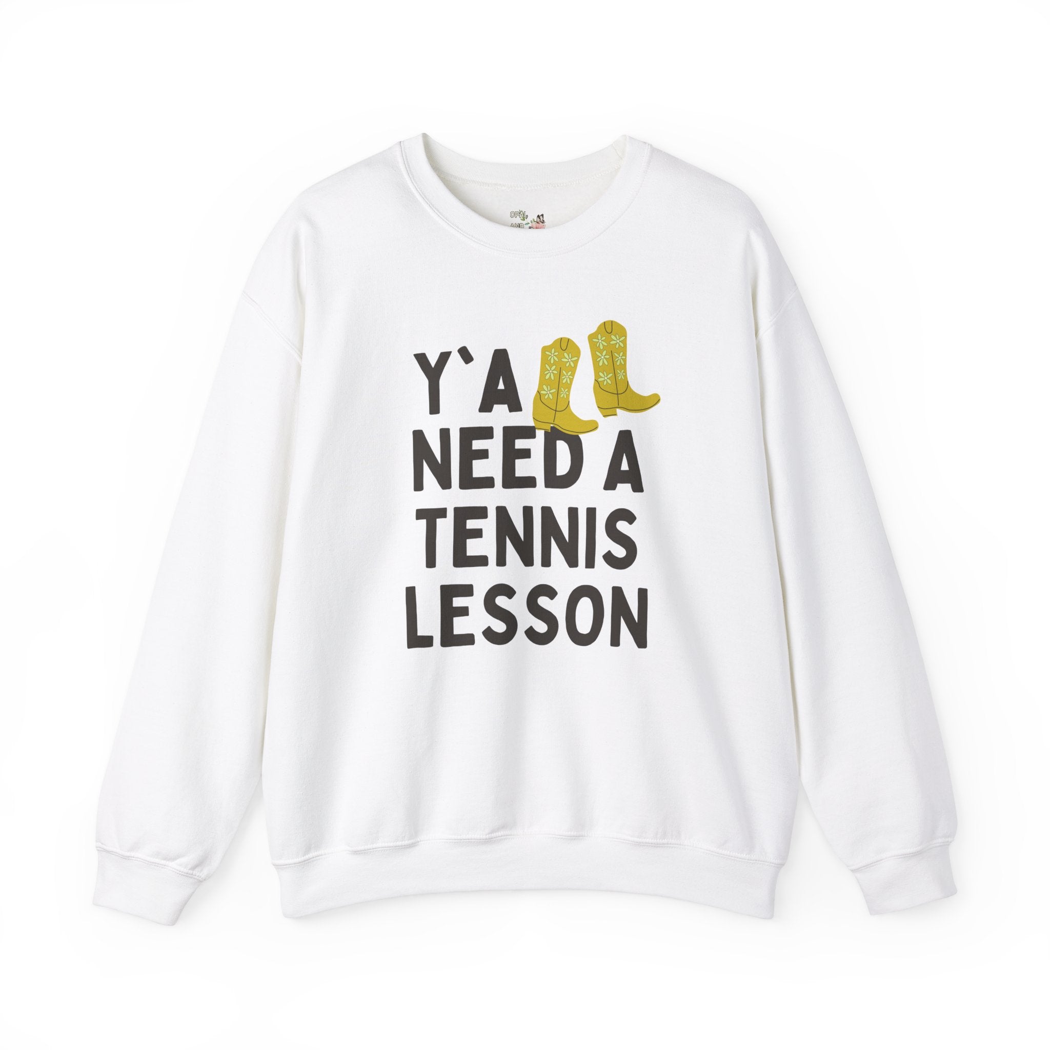 Cute Tennis Coach Sweatshirt, Groovy Western Vibe: Y'all Need a Tennis Lesson, Tennis Instructor or High School Teacher Appreciation Gift - Opal and June