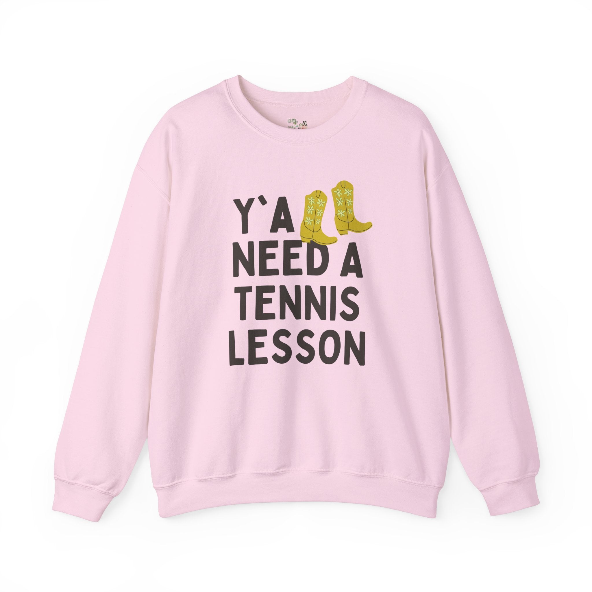 Cute Tennis Coach Sweatshirt, Groovy Western Vibe: Y'all Need a Tennis Lesson, Tennis Instructor or High School Teacher Appreciation Gift - Opal and June