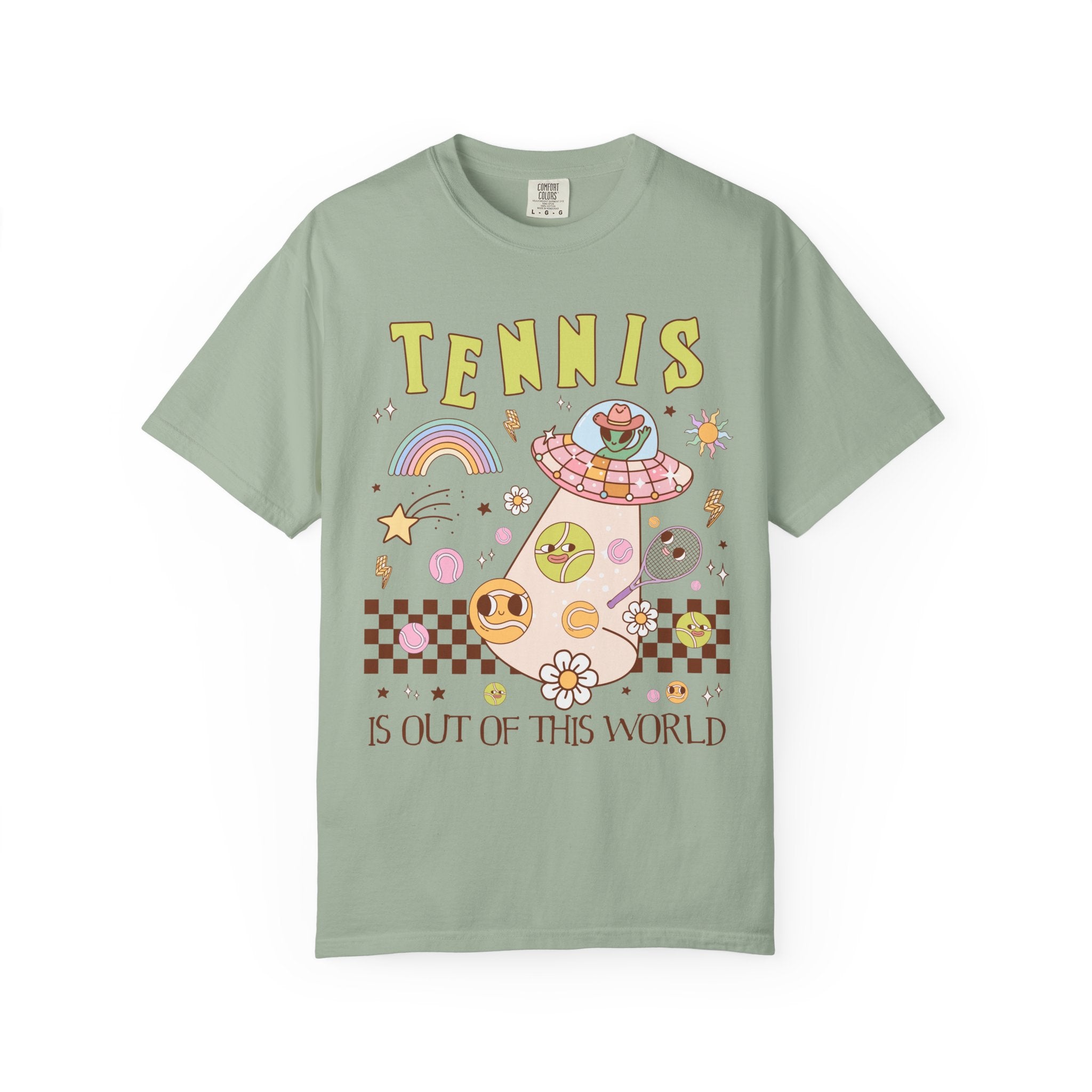 Cute Tennis Coach Tee Shirt with Groovy 90s Vibe, Retro Aesthetic Tennis Player Gift for Sister Who Plays Tennis, Tennis Instructor Present - Opal and June