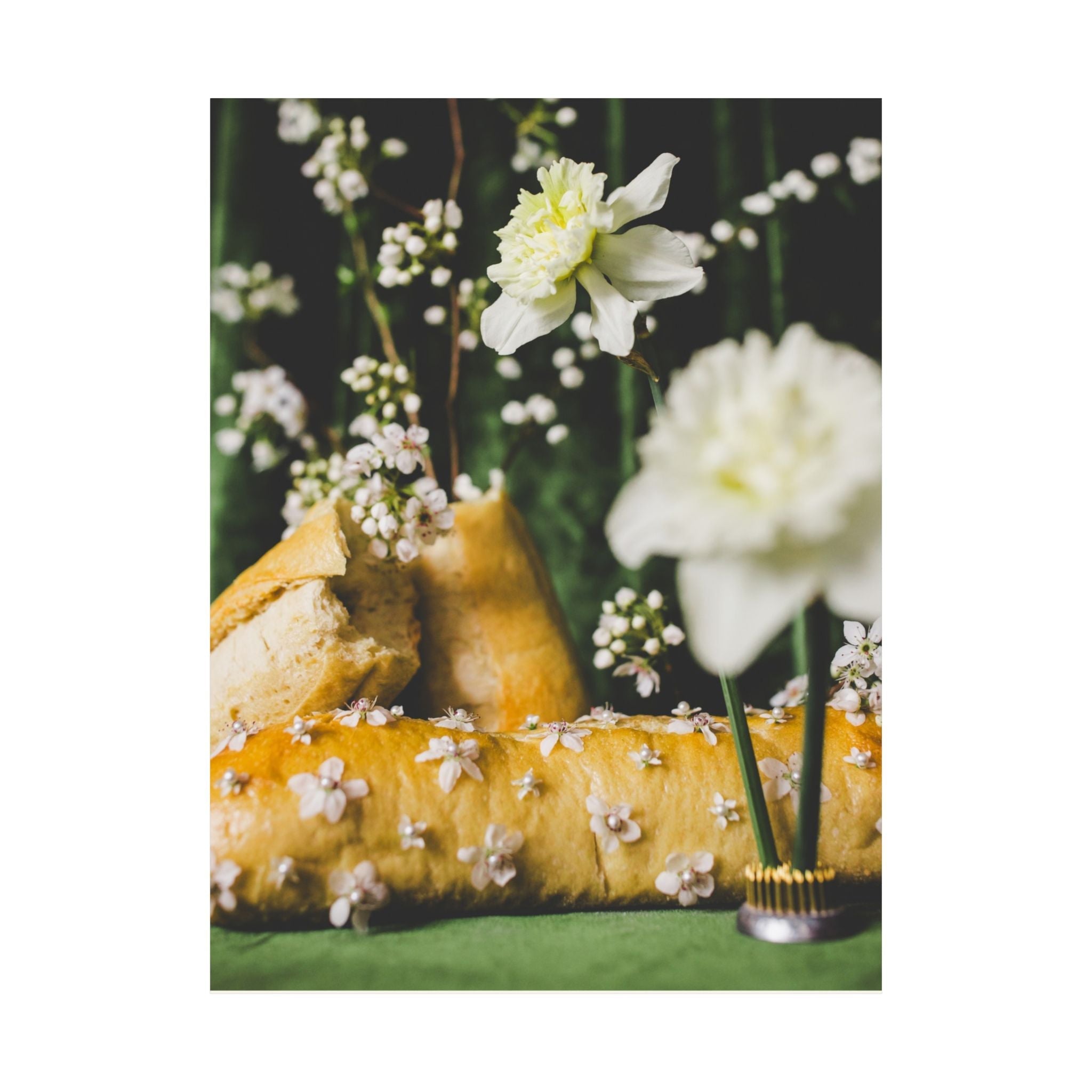 Daffodil Flower Print with Bread and White Flowers - Opal and June