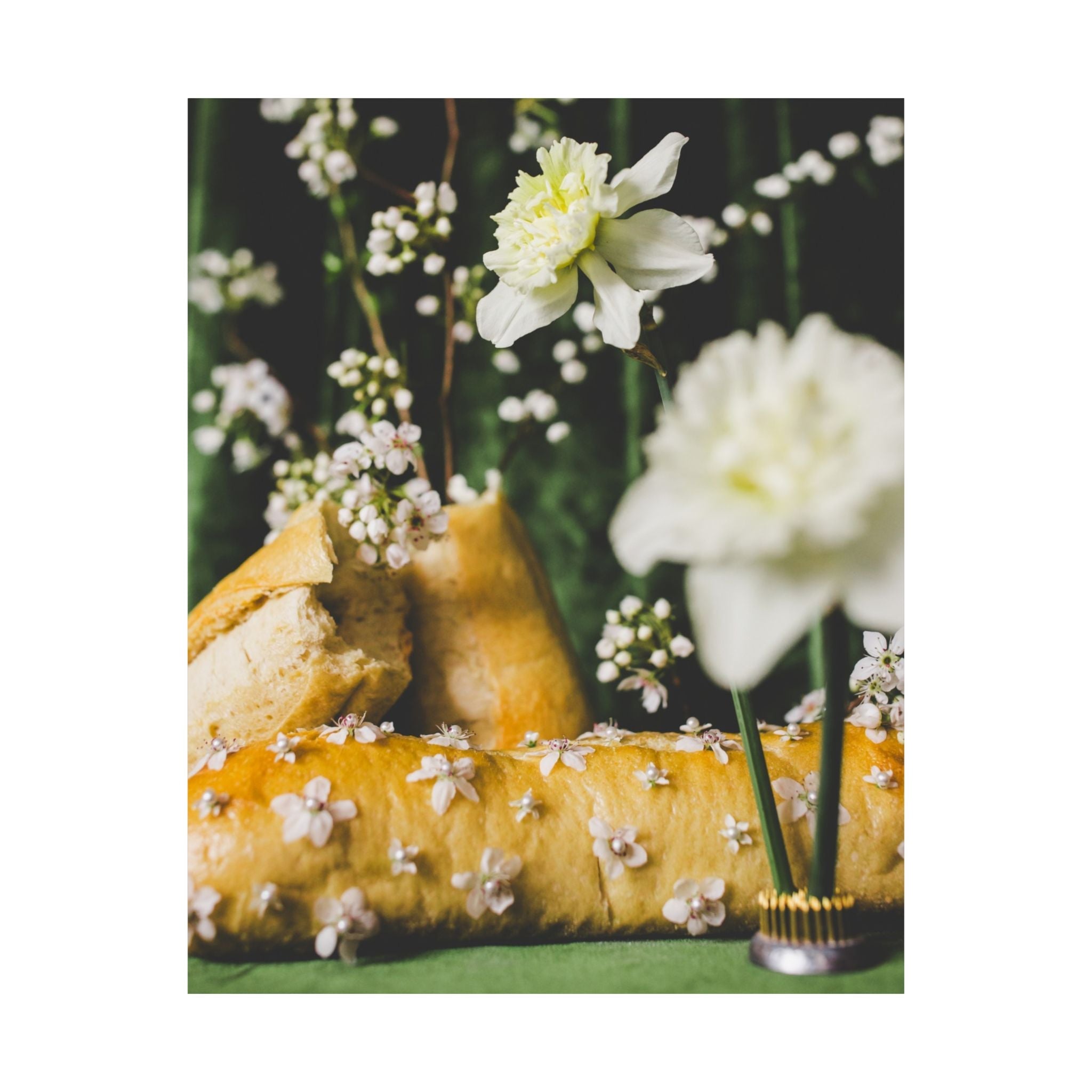 Daffodil Flower Print with Bread and White Flowers - Opal and June