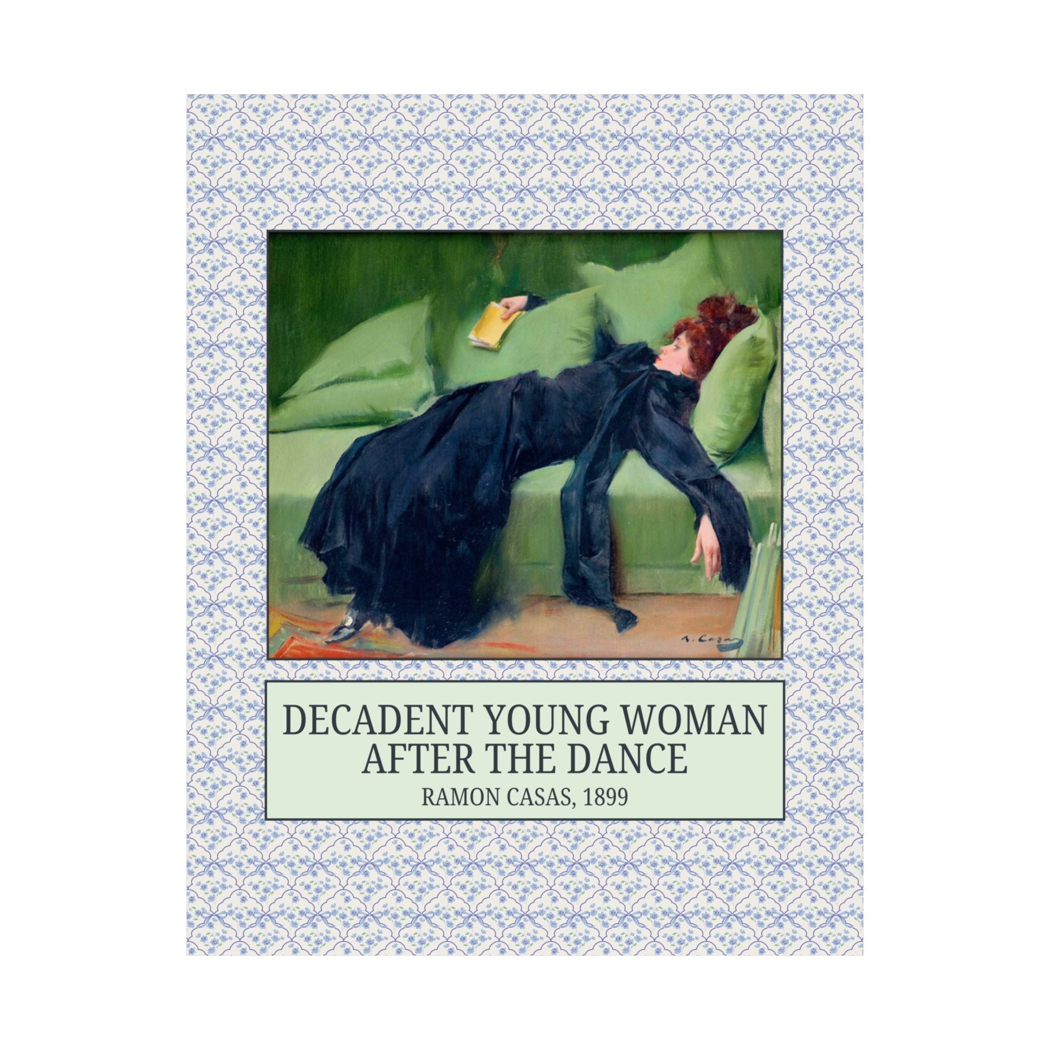 Decadent Young Woman After the Dance by Ramon Casas, 19th Century Art History Print, Floral Cottagecore Decor for Library, Humanities Major - Opal and June